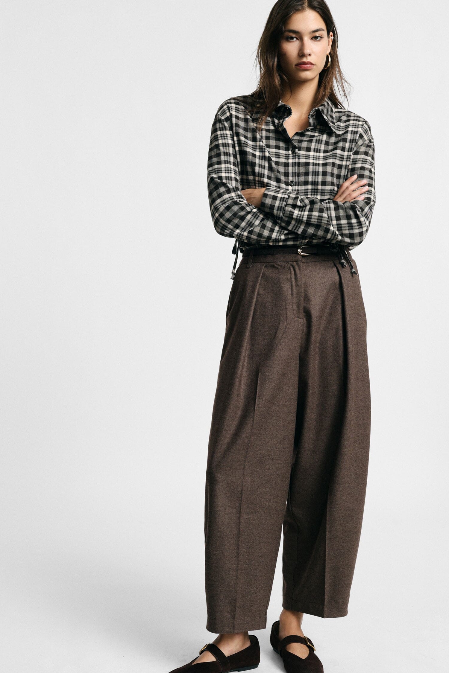 Pantalon palazzo taille haute à pinces, s'il vous plaît