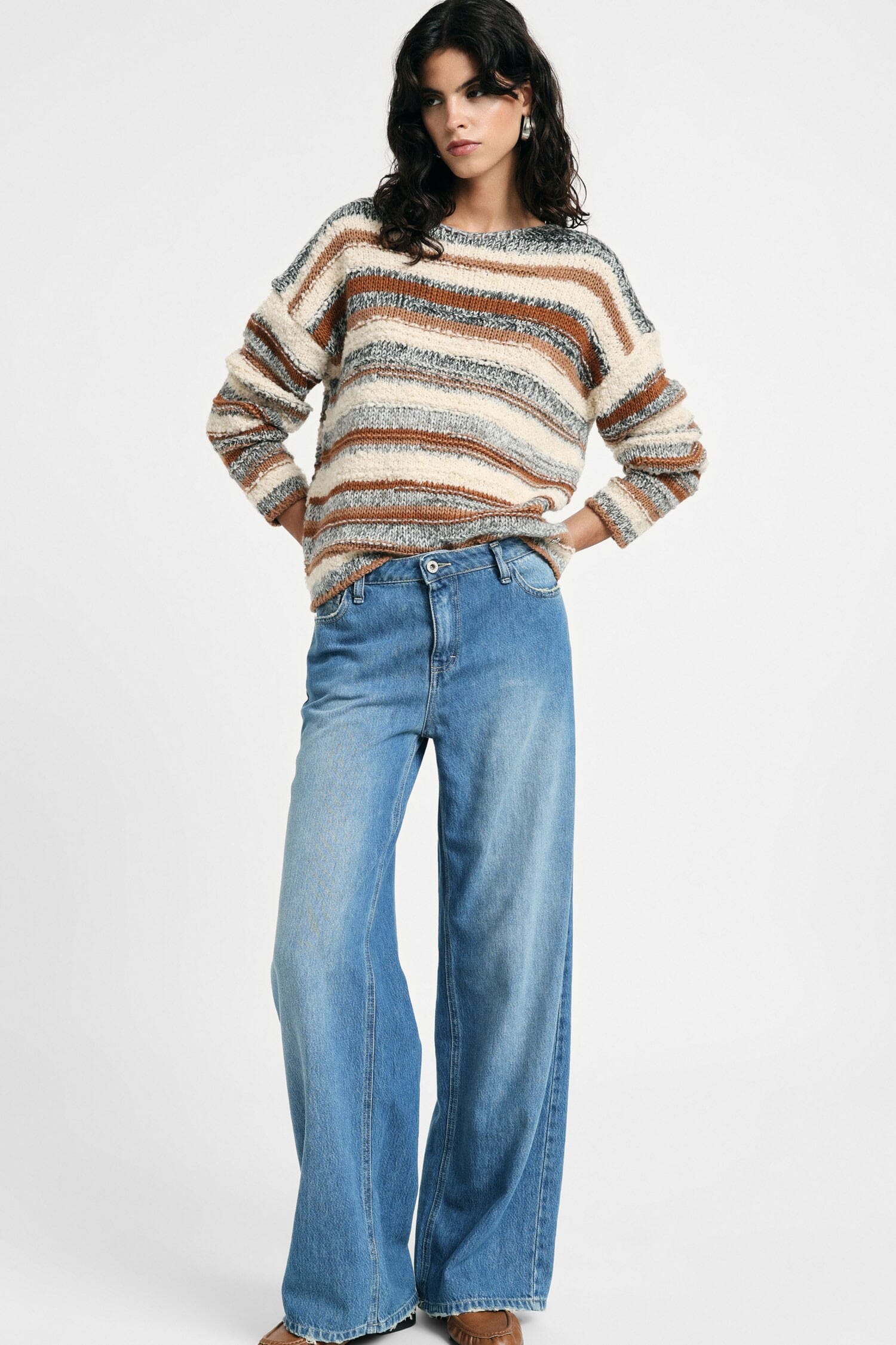 Jeans Gamba Ampia Con Fondo Sfrangiato Please