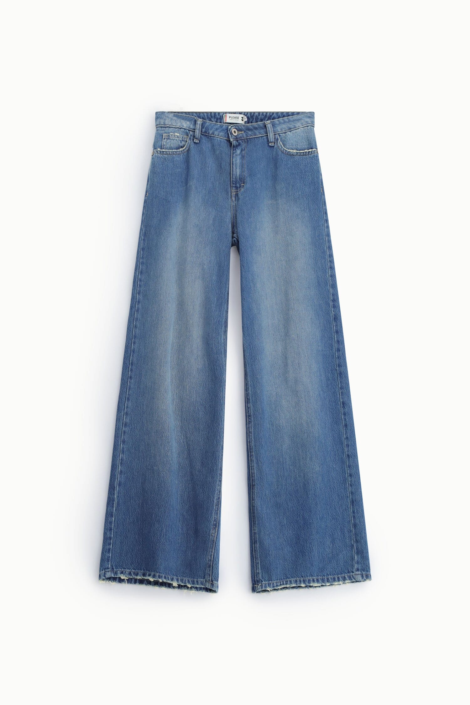 Jeans Gamba Ampia Con Fondo Sfrangiato Please