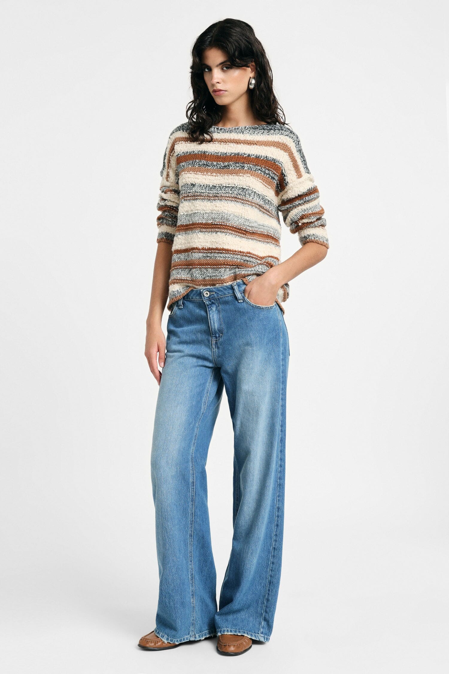 Jeans Gamba Ampia Con Fondo Sfrangiato Please