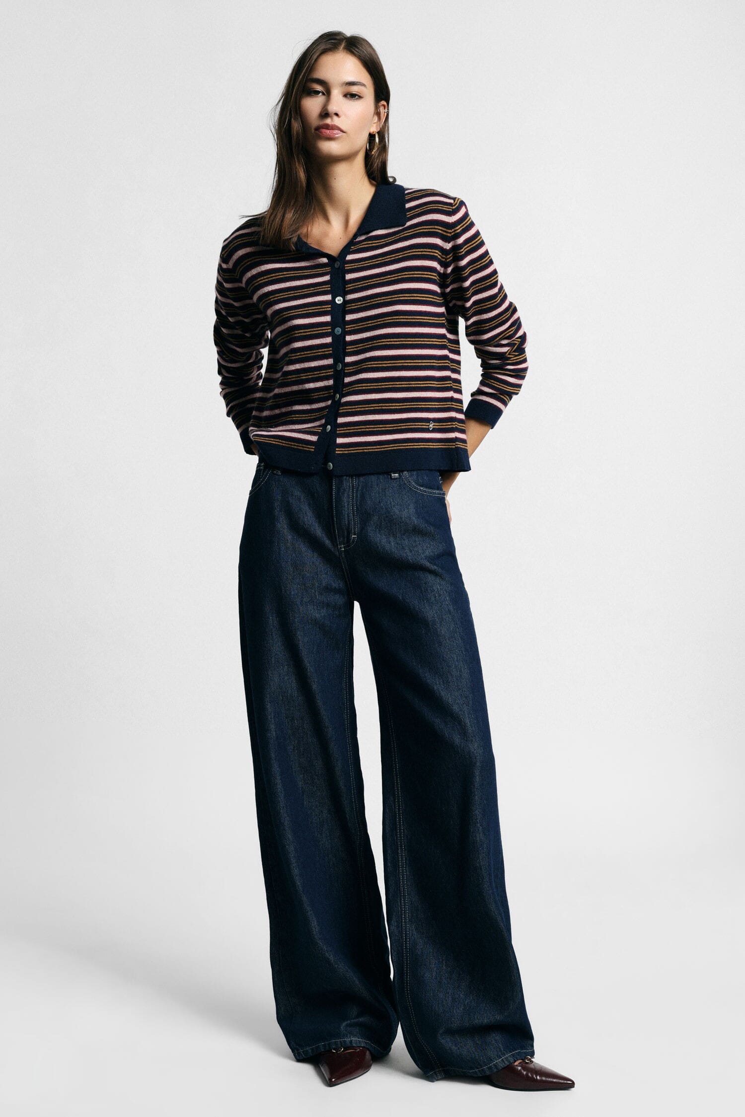 Jeans A Gamba Larga Con Cuciture A Contrasto Please