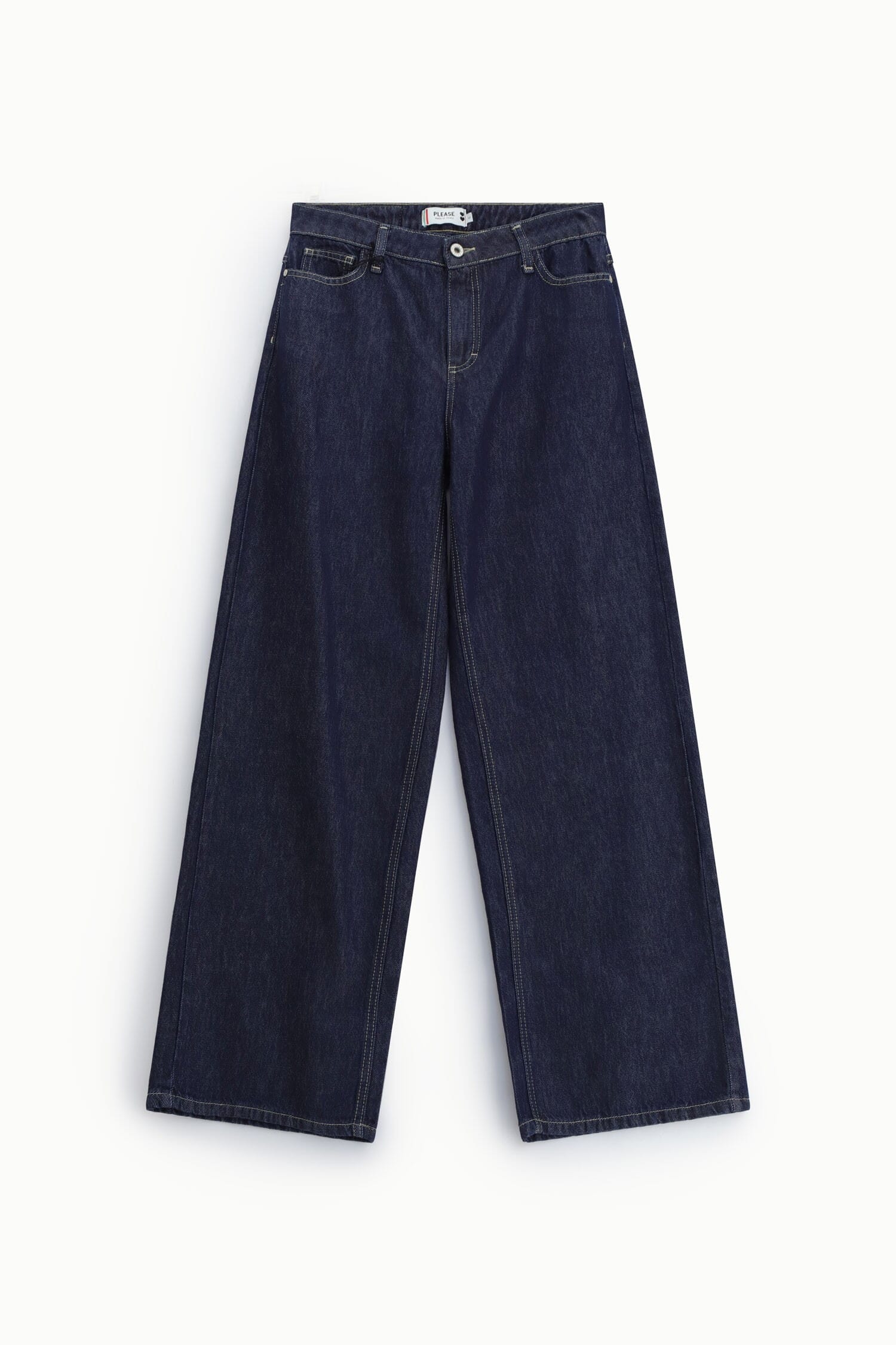 Jeans A Gamba Larga Con Cuciture A Contrasto Please