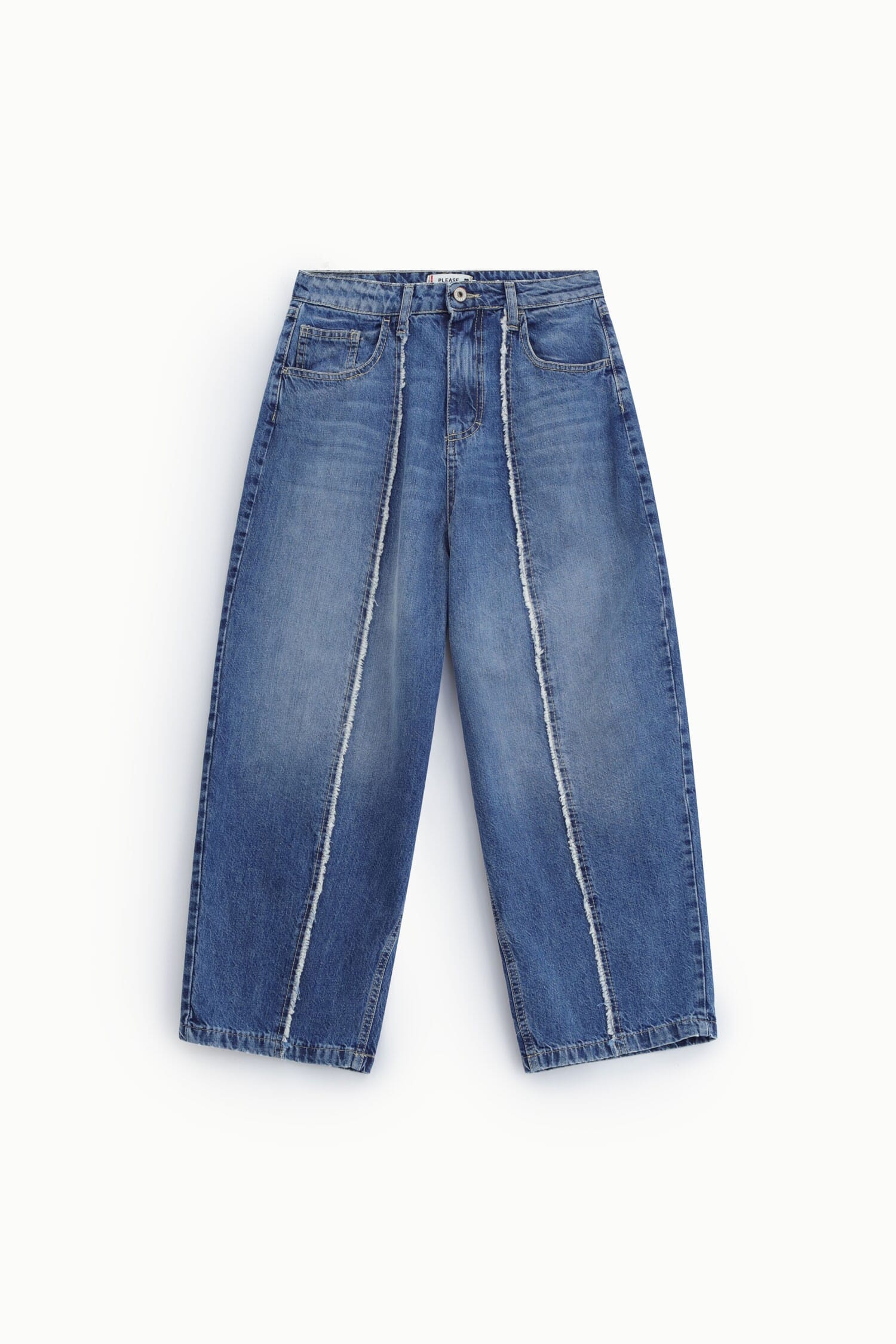 Jeans Gamba Ampia Con Cuciture A Contrasto Please