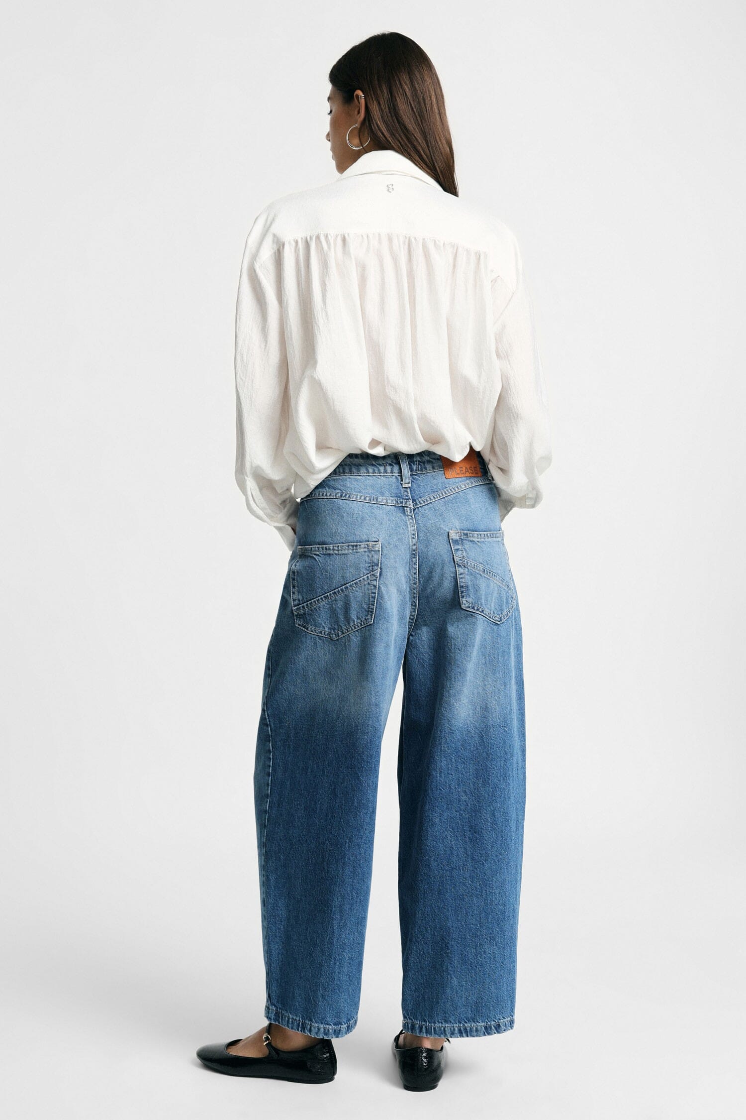 Jeans Gamba Ampia Con Cuciture A Contrasto Please