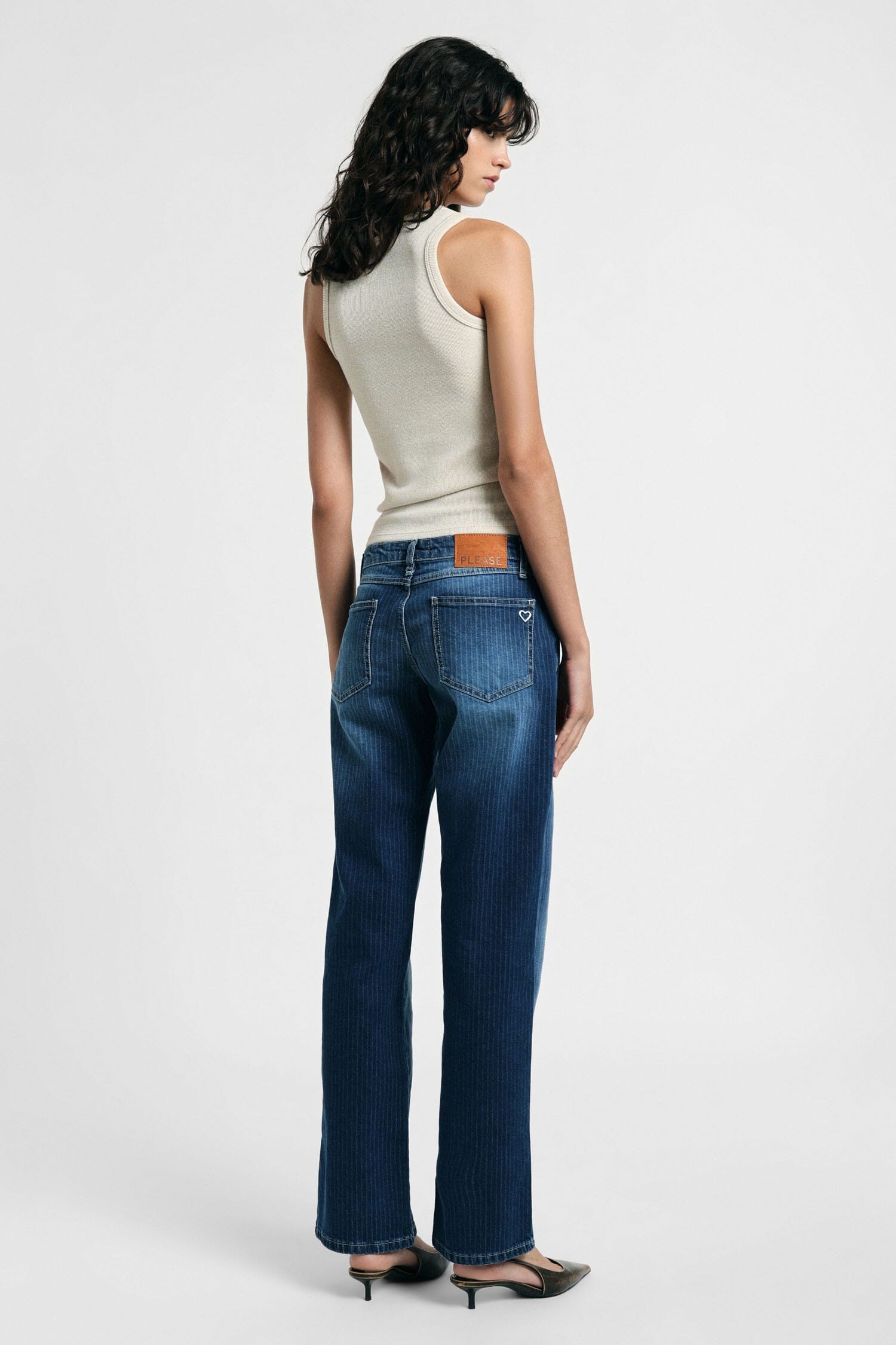 Jeans A Gamba Larga Con Effetto Slavato Please
