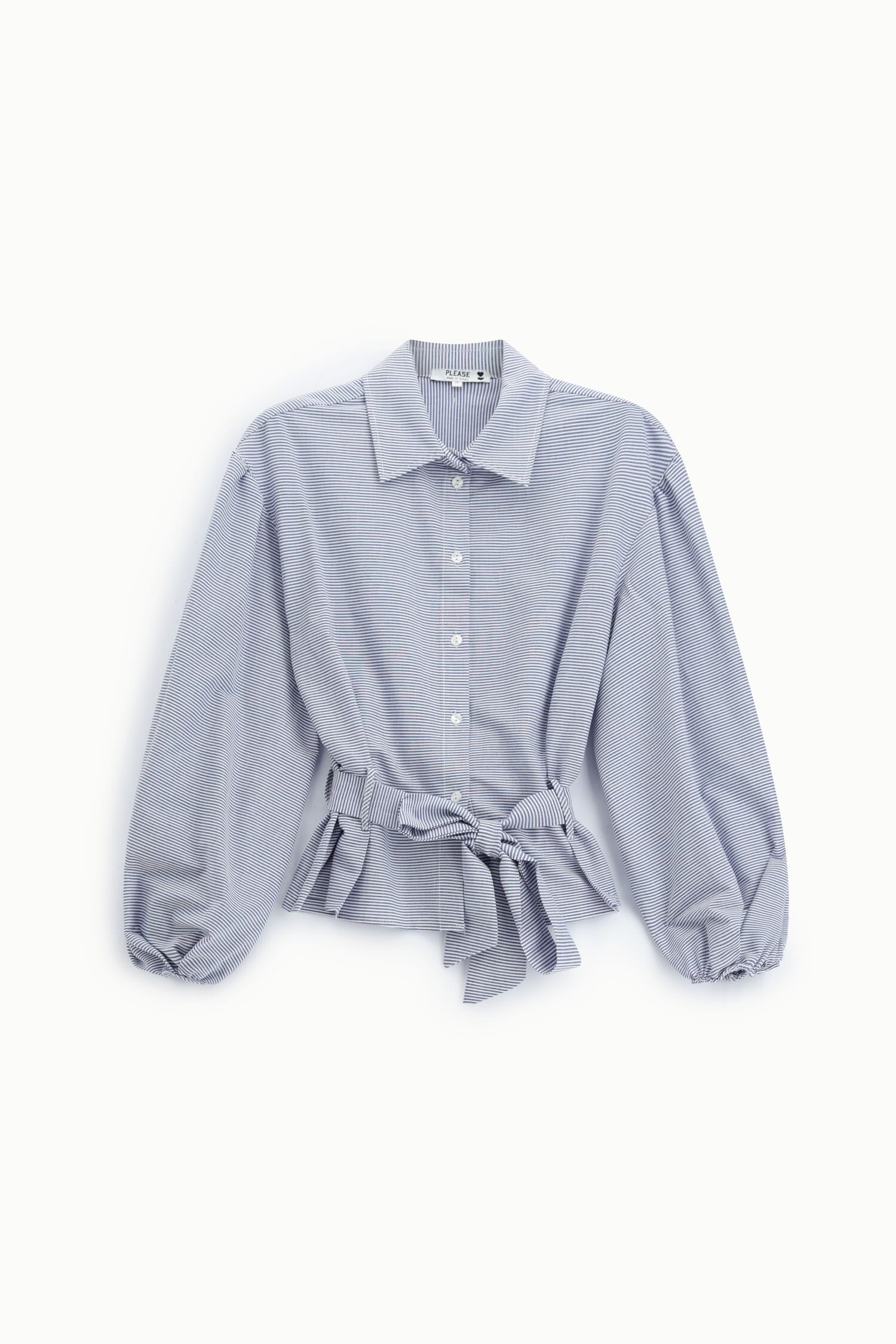 Camicia A Righe Con Maniche Ampie E Cintura Please
