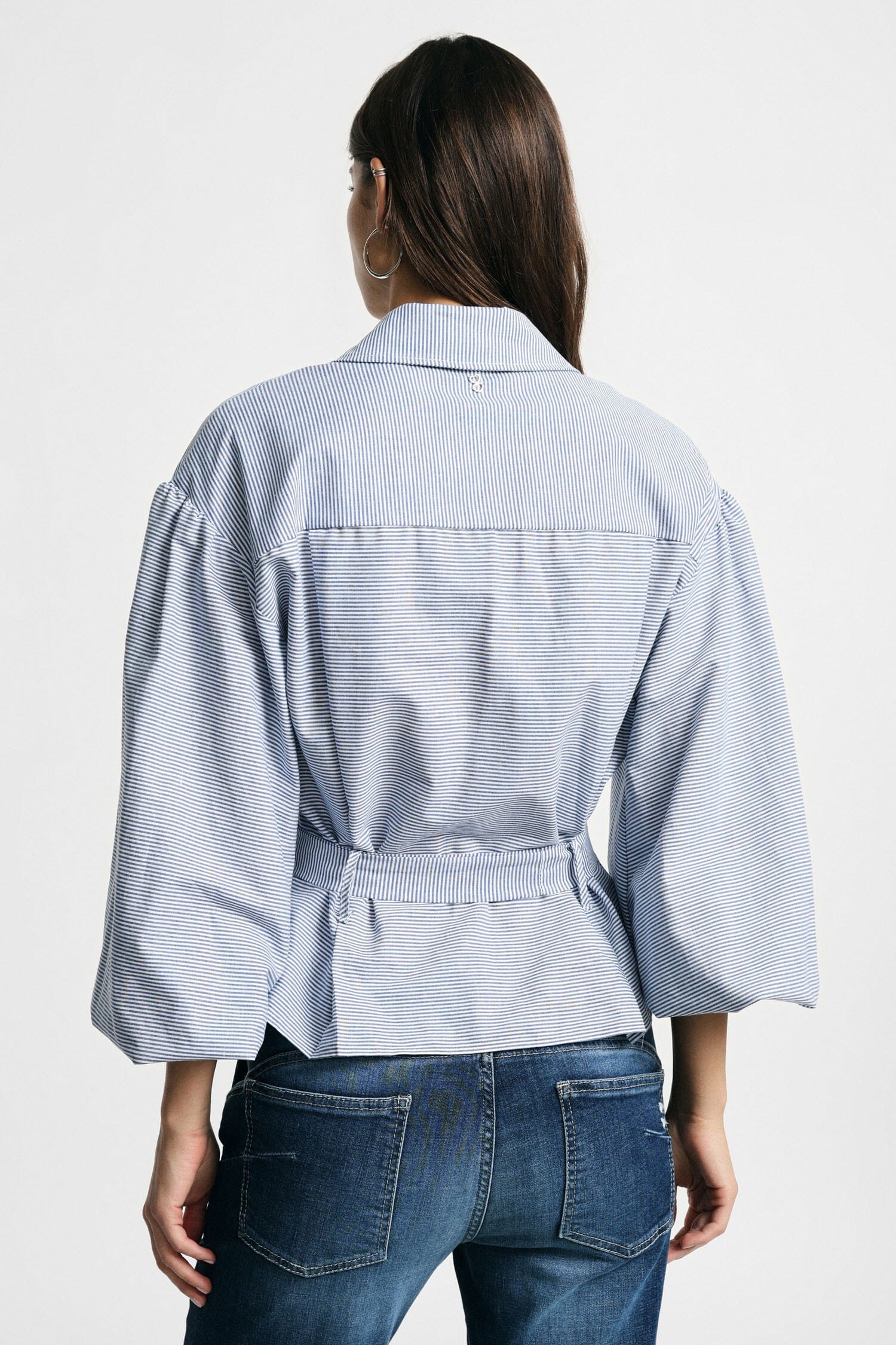 Camicia A Righe Con Maniche Ampie E Cintura Please