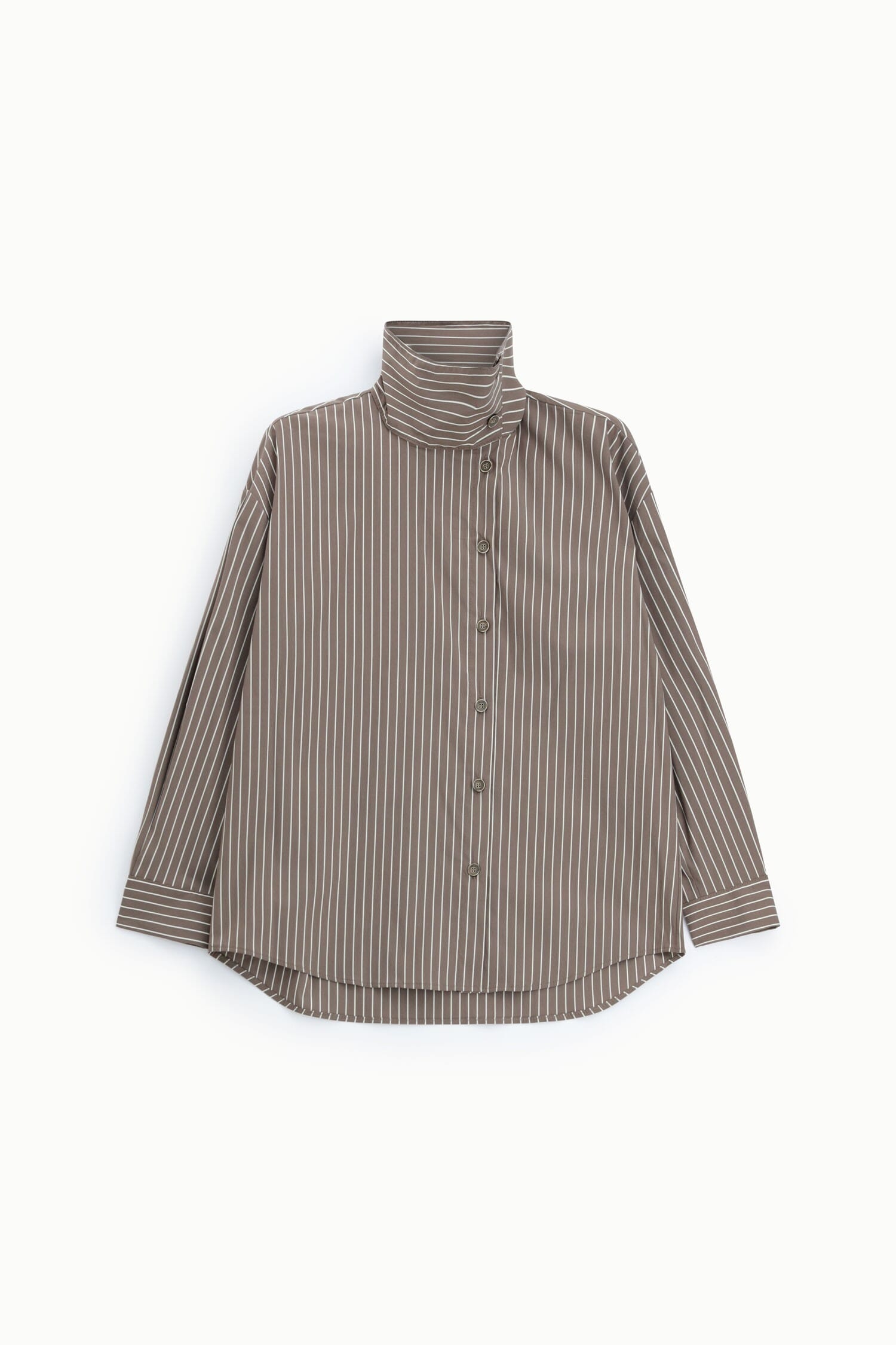 Camicia A Righe Con Collo Alto E Maniche Lunghe Please