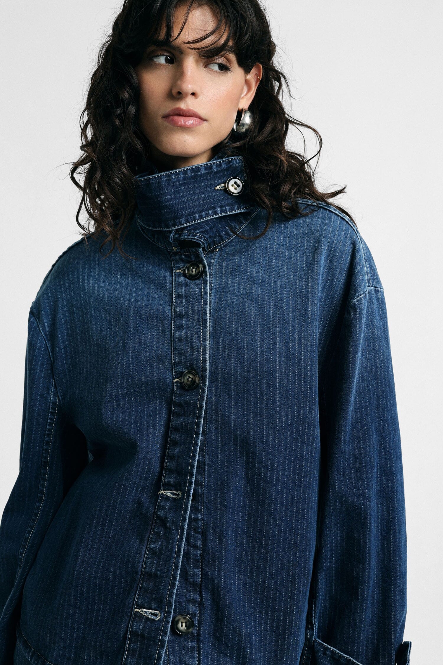 Giacca Denim Corta Con Collo Alto E Bottoni Please