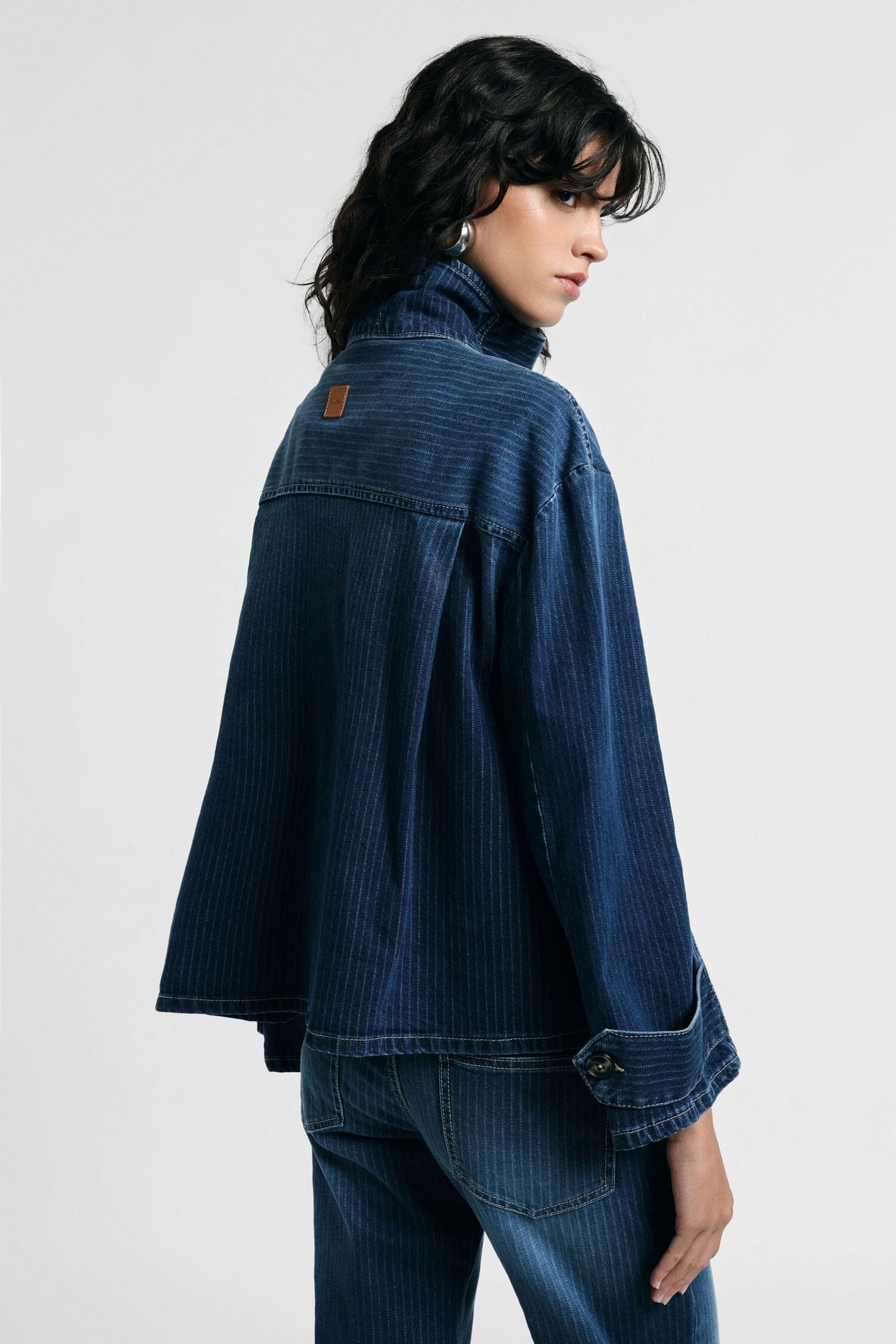 Giacca Denim Corta Con Collo Alto E Bottoni Please