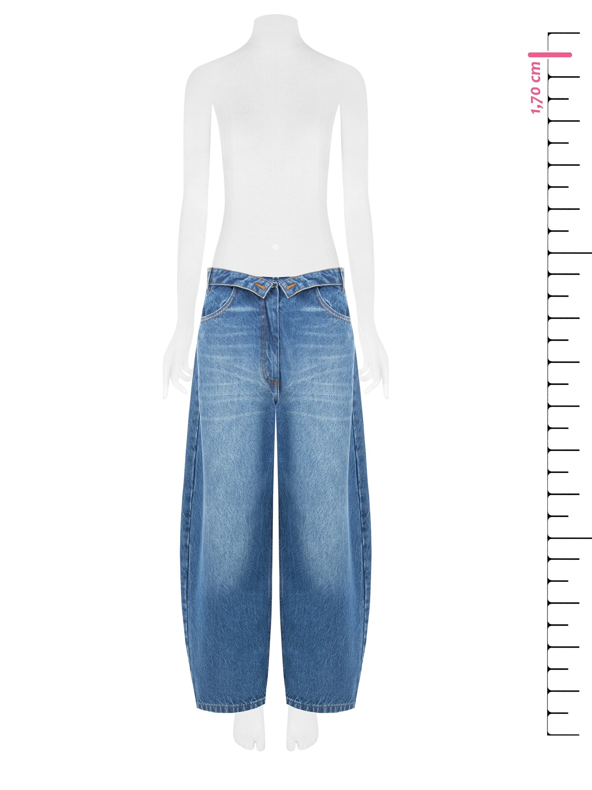 Jeans Ballon Effetto Consumato Con Risvolto In Vita Rinascimento