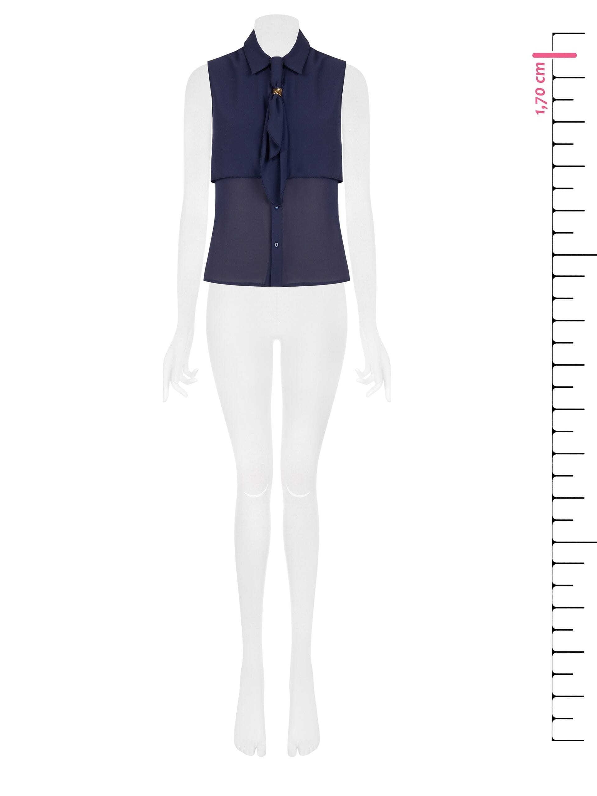 Blusa Sfiancata In Georgette Con Cravattino E Dettaglio Gioiello Rinascimento