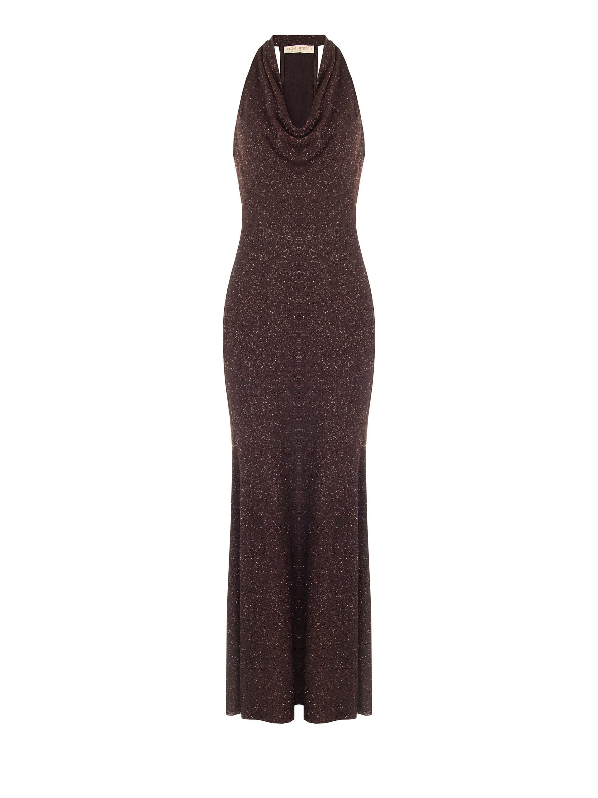 Rinascimento Glitter-Effect Lurex Flared Maxi Dress