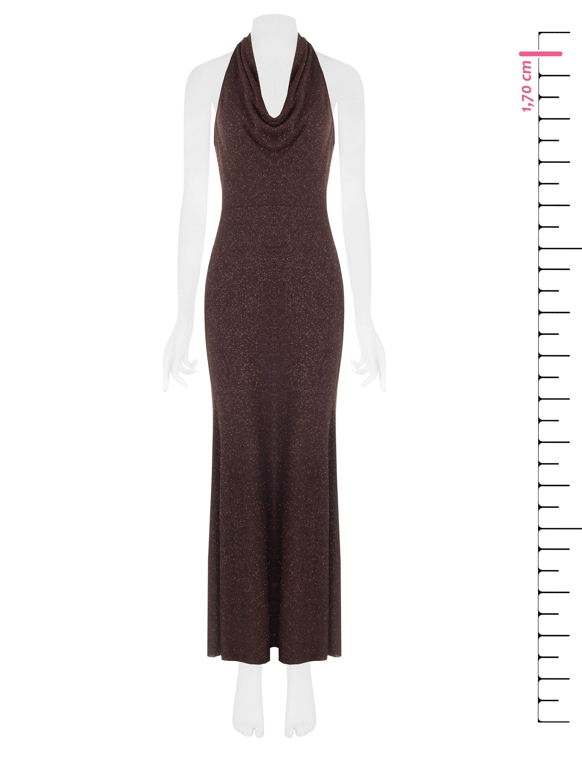 Rinascimento Glitter-Effect Lurex Flared Maxi Dress