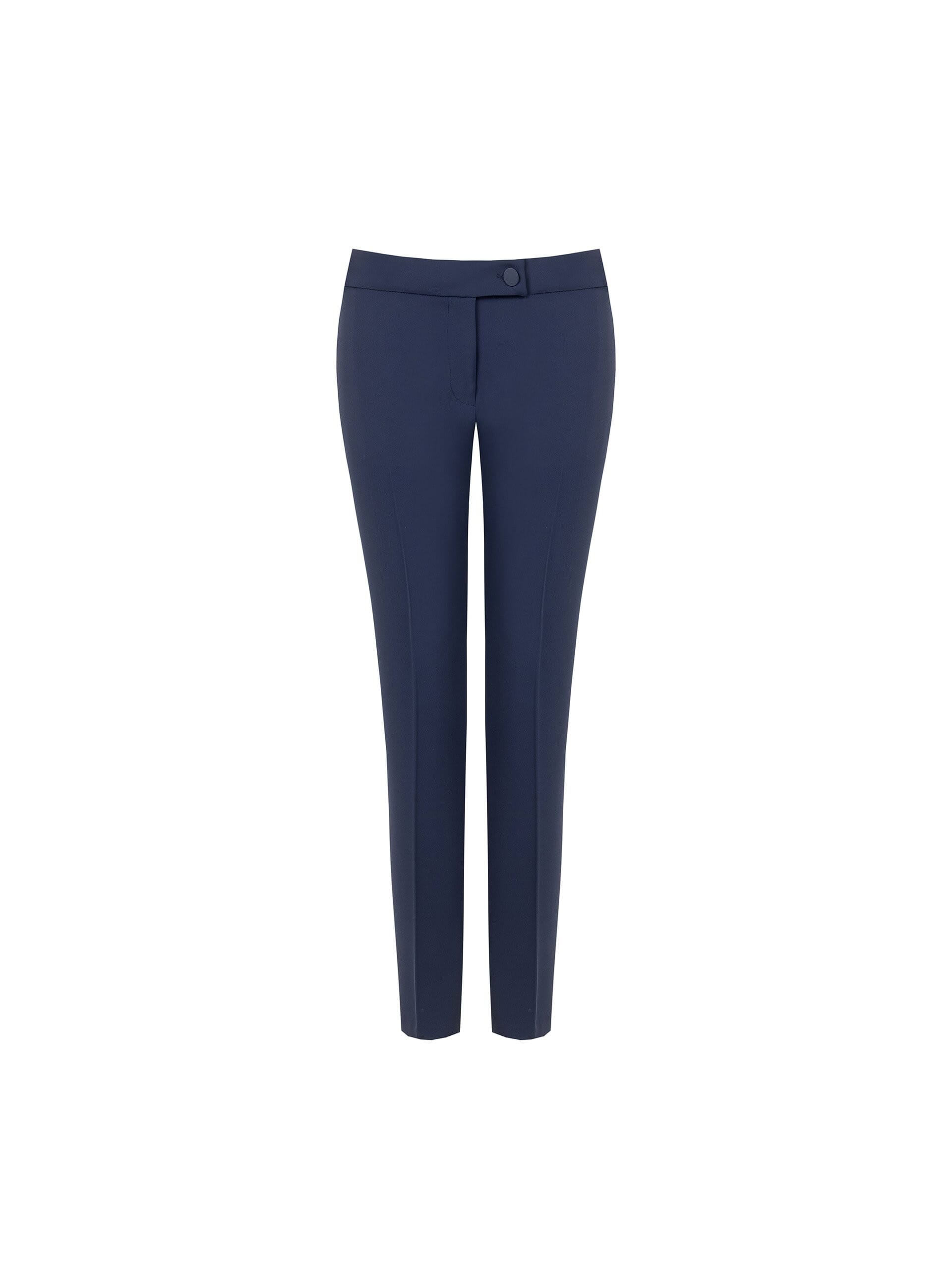 Pantalon cigarette en tissu Cadi avec bouton métallique ton sur ton « Rinascimento »