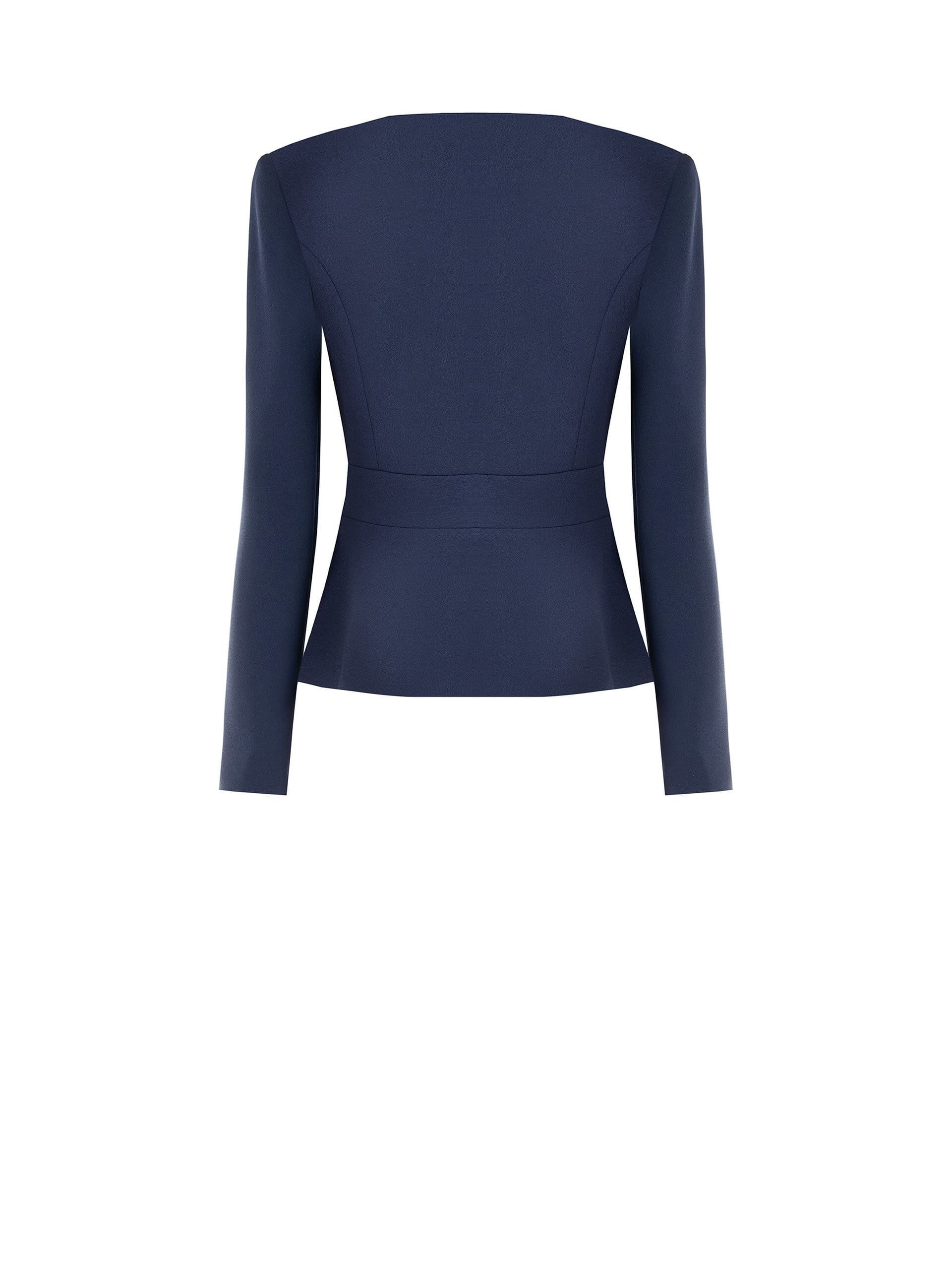 Short, Fitted Scuba Crepe Jacket with Straps and a ‘Rinascimento’ Zip