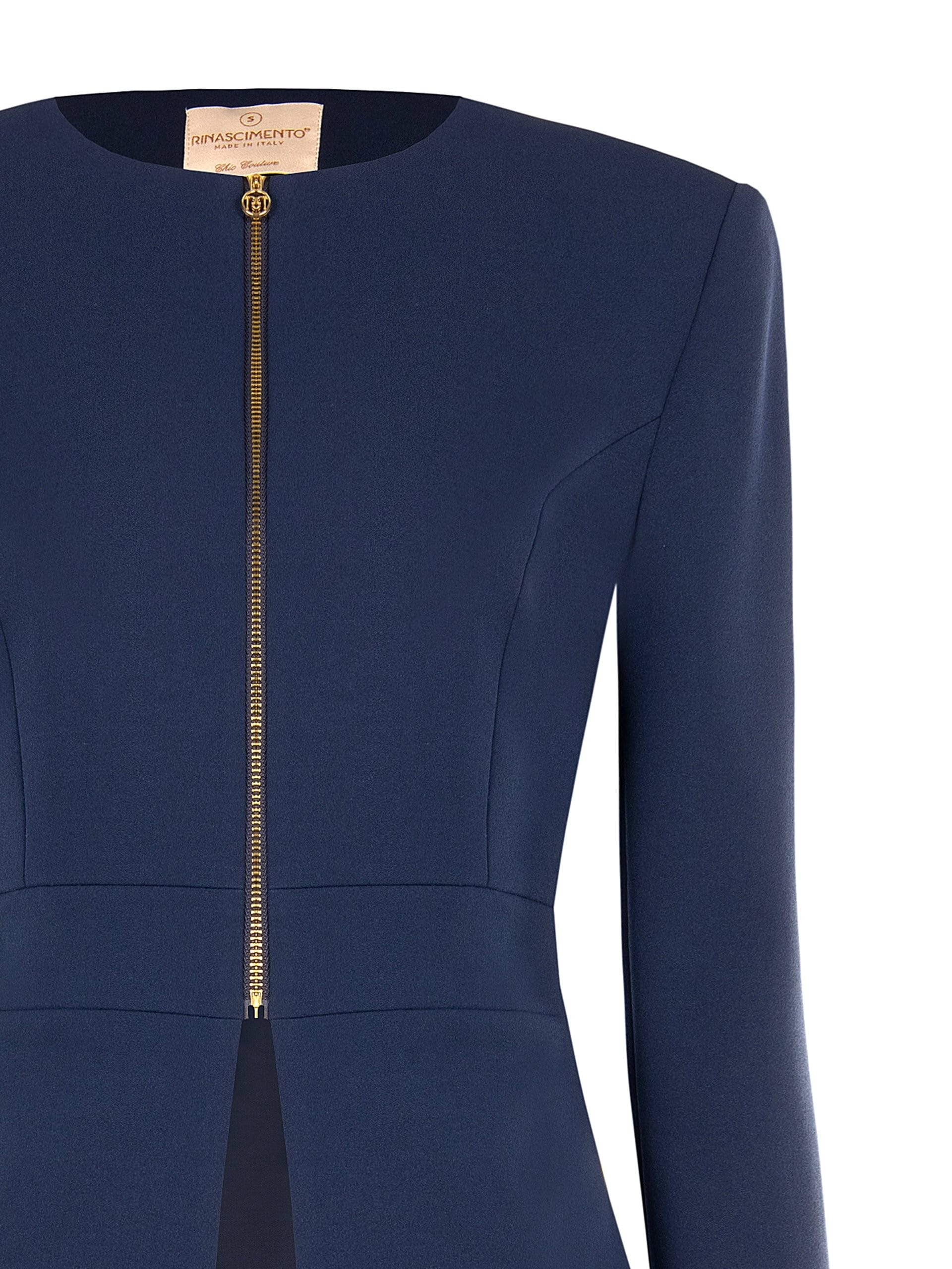 Short, Fitted Scuba Crepe Jacket with Straps and a ‘Rinascimento’ Zip