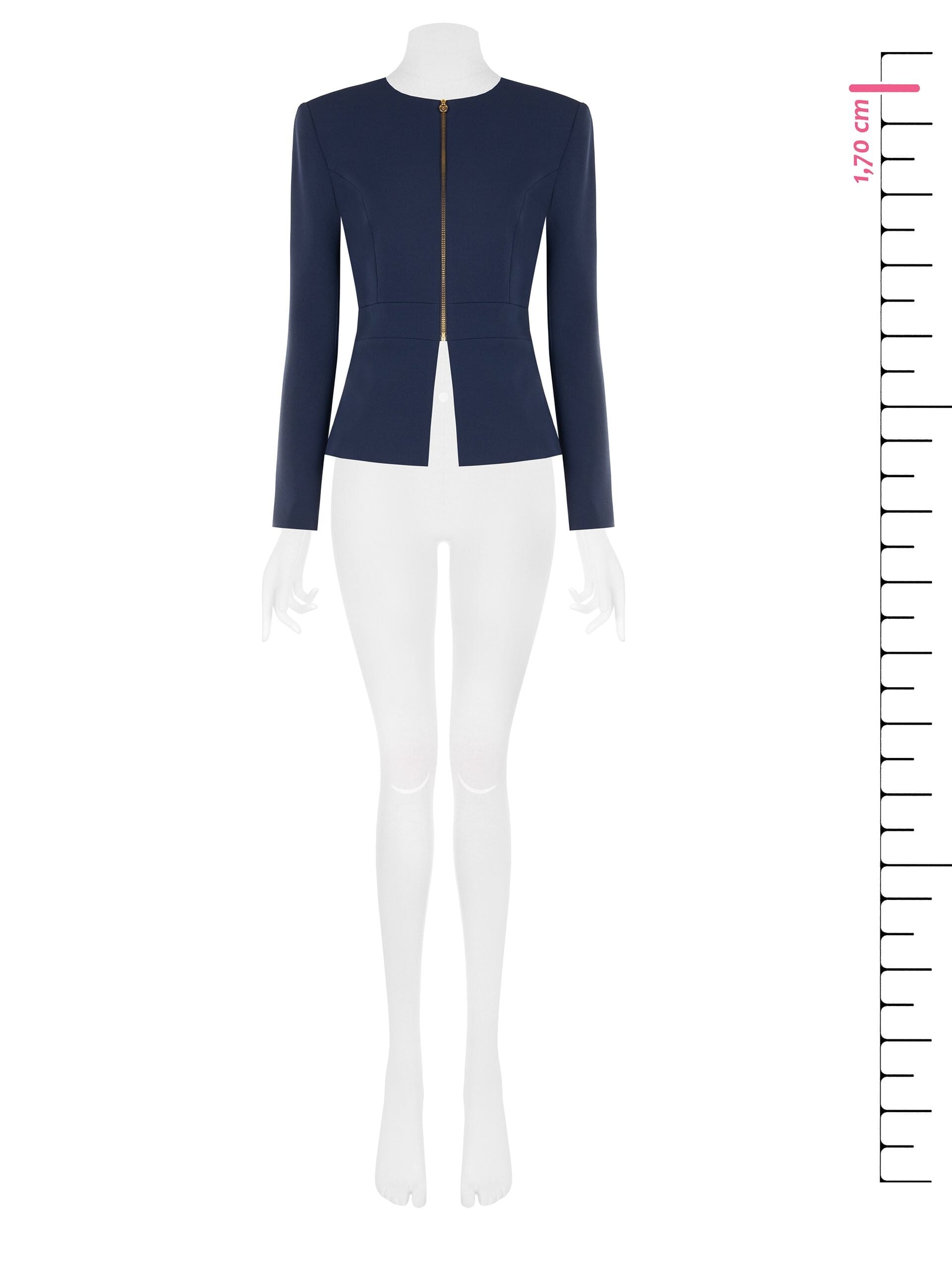 Short, Fitted Scuba Crepe Jacket with Straps and a ‘Rinascimento’ Zip