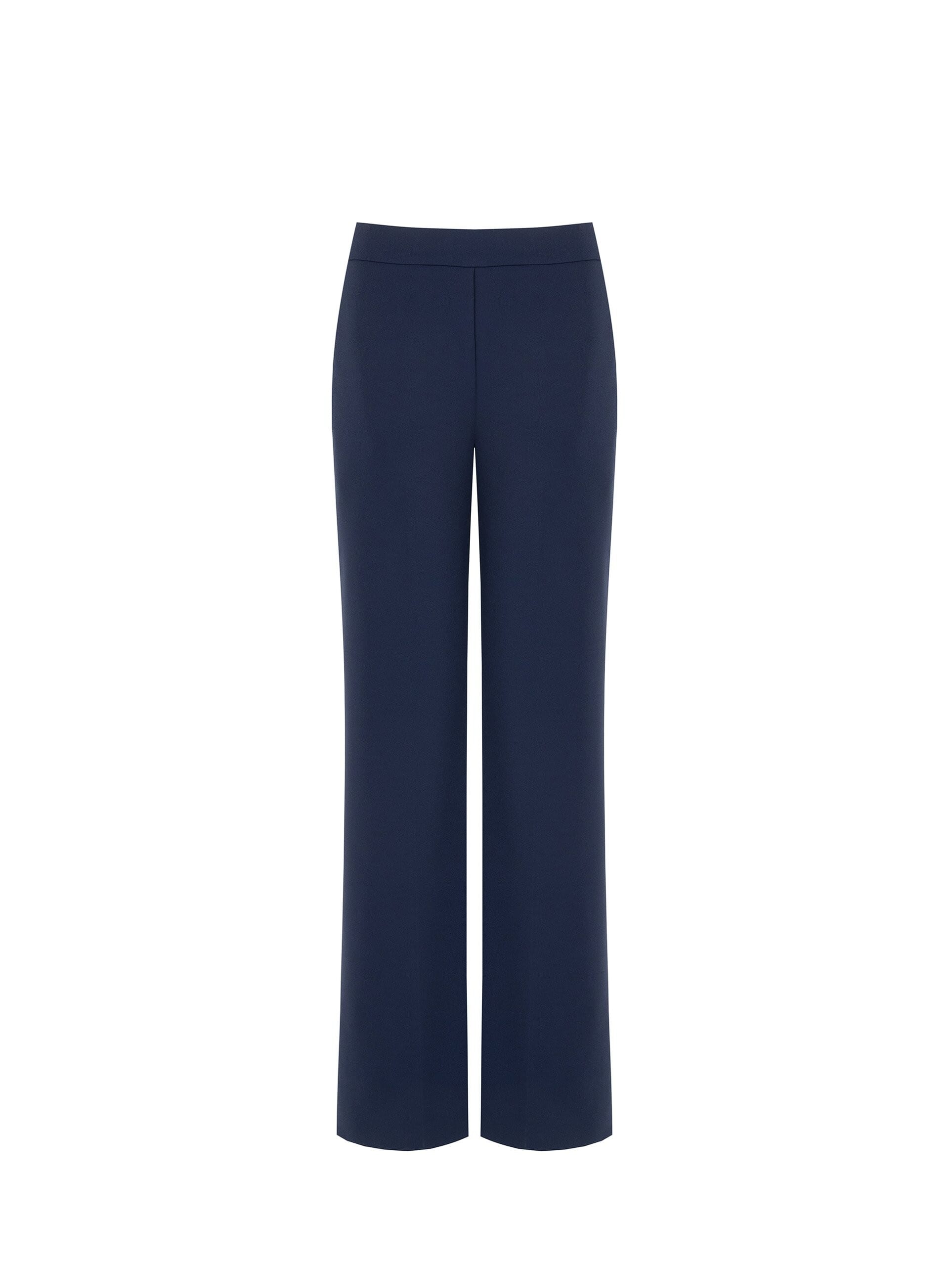 Pantaloni Palazzo In Scuba Crepe Con Zip Laterale Rinascimento