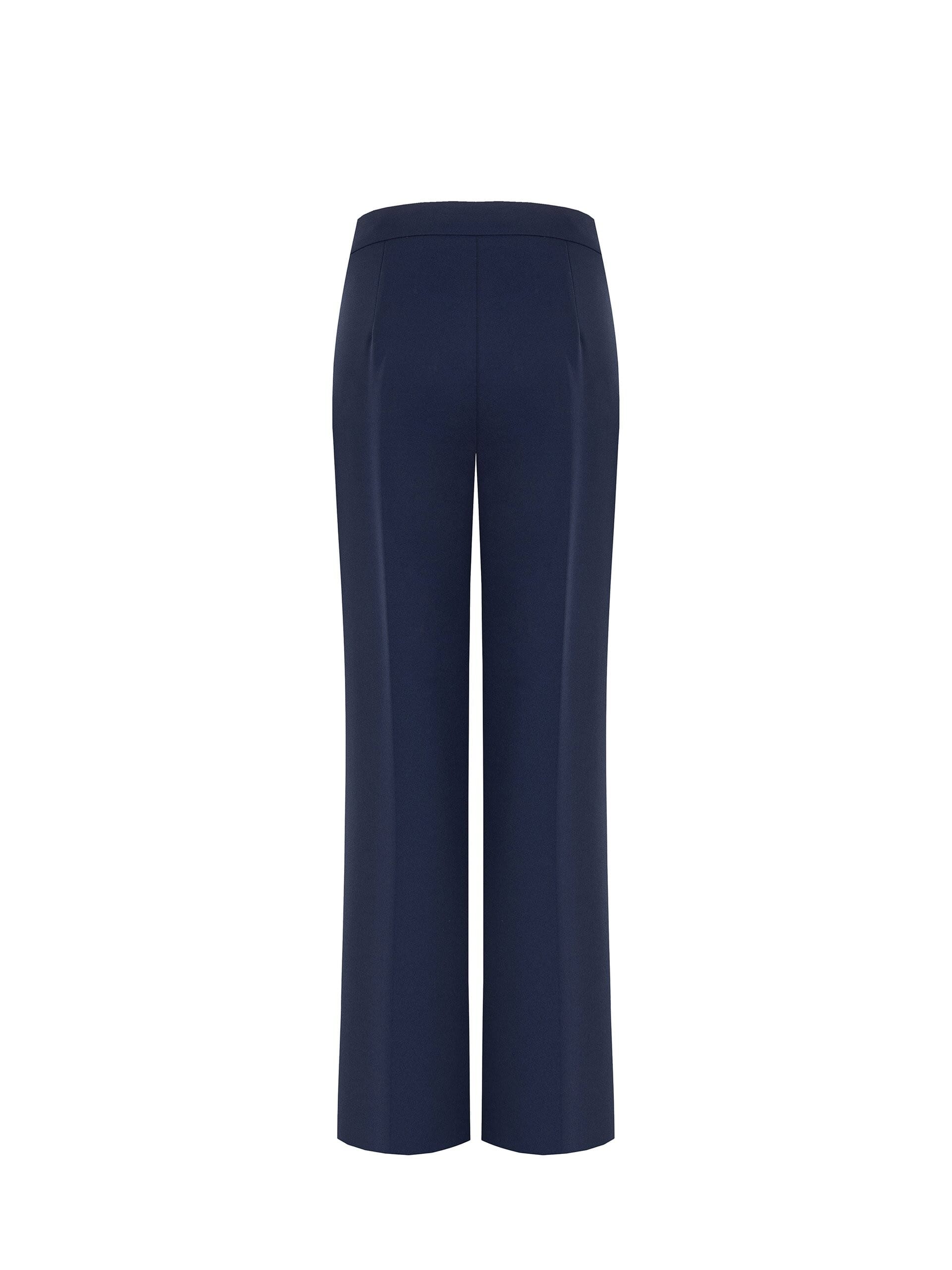 Pantaloni Palazzo In Scuba Crepe Con Zip Laterale Rinascimento