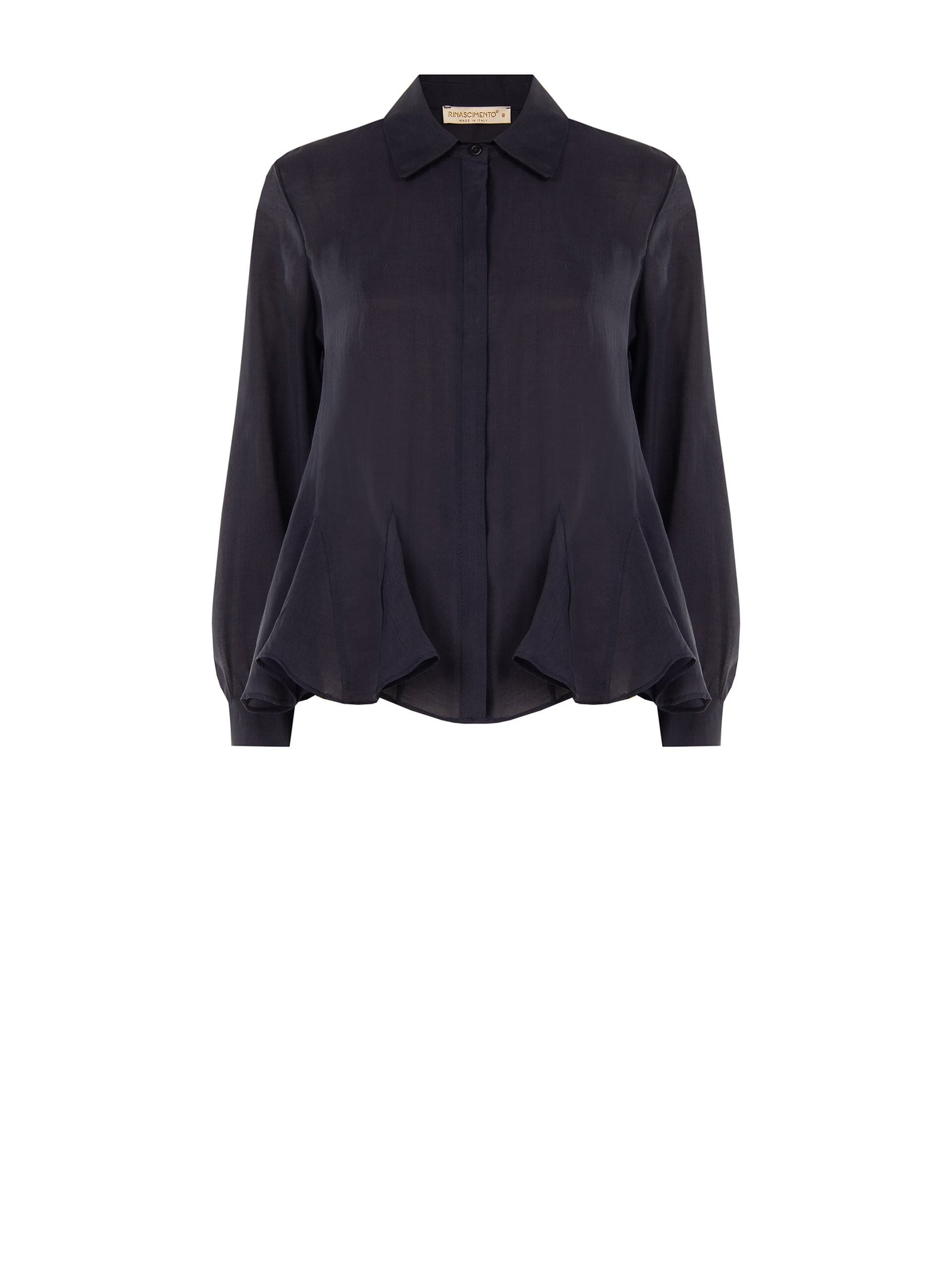 Rinascimento Flowing Lyocell Shirt with Ruffled Hem and Concealed Buttons