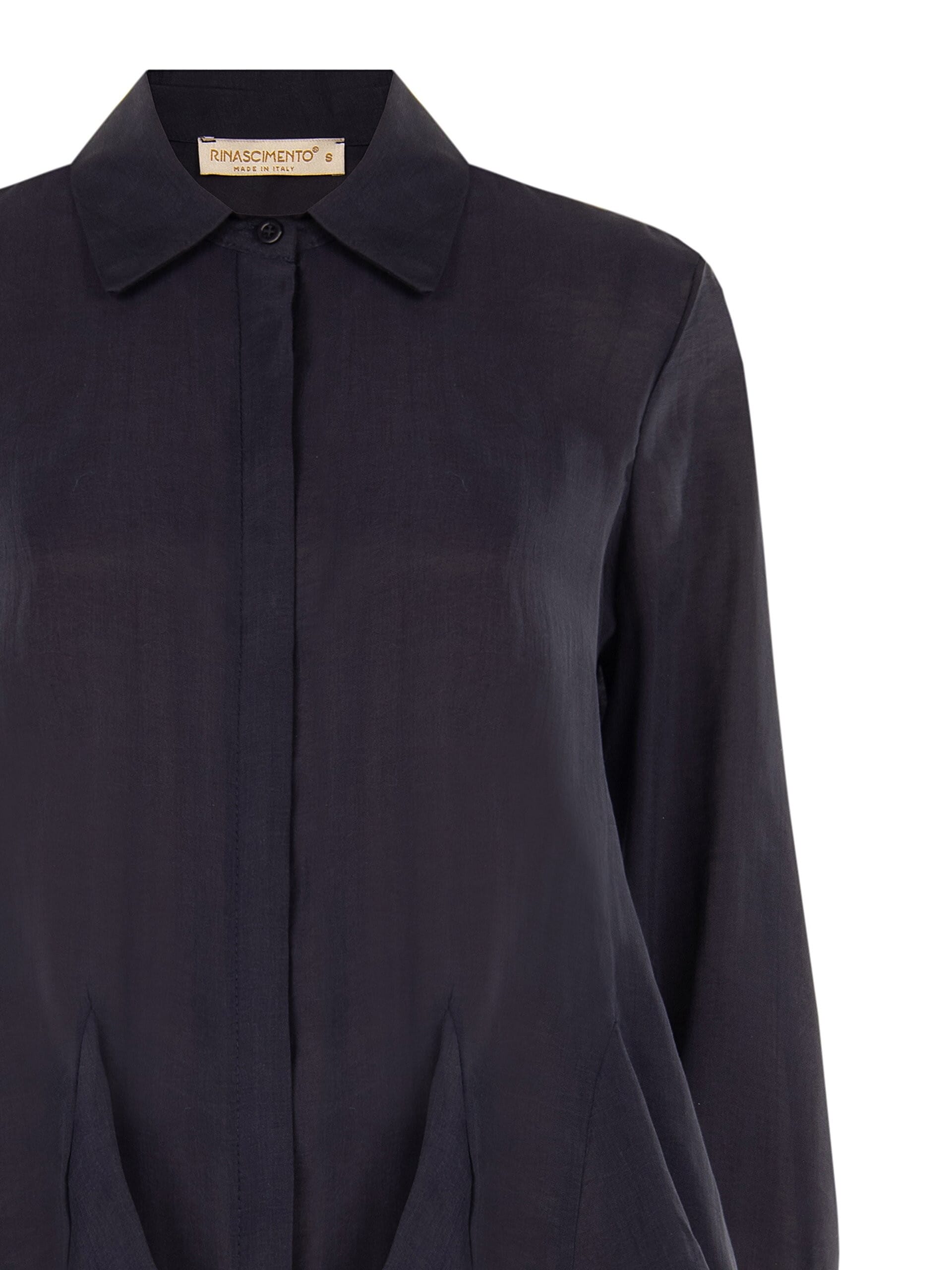 Rinascimento Flowing Lyocell Shirt with Ruffled Hem and Concealed Buttons