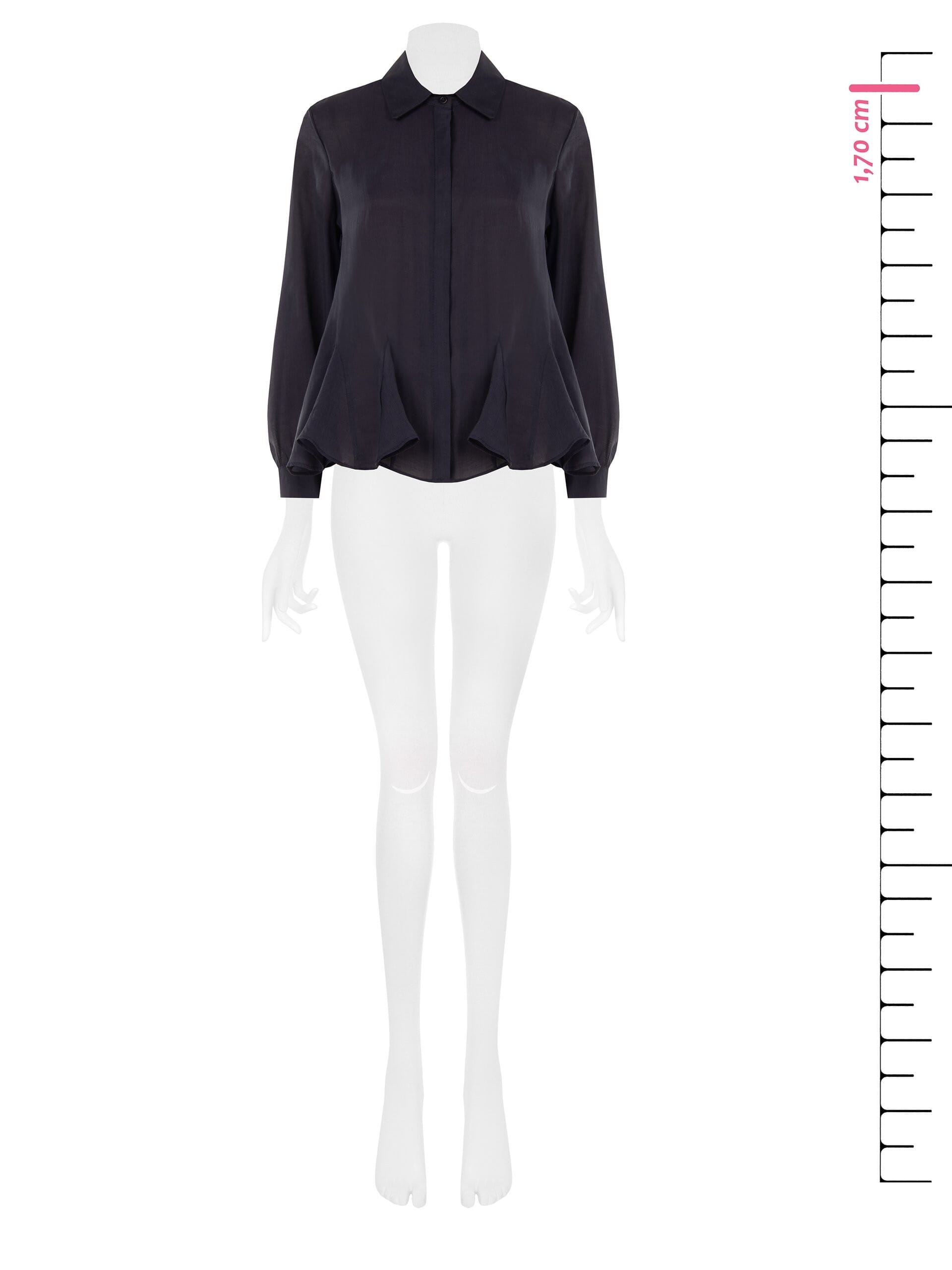Rinascimento Flowing Lyocell Shirt with Ruffled Hem and Concealed Buttons