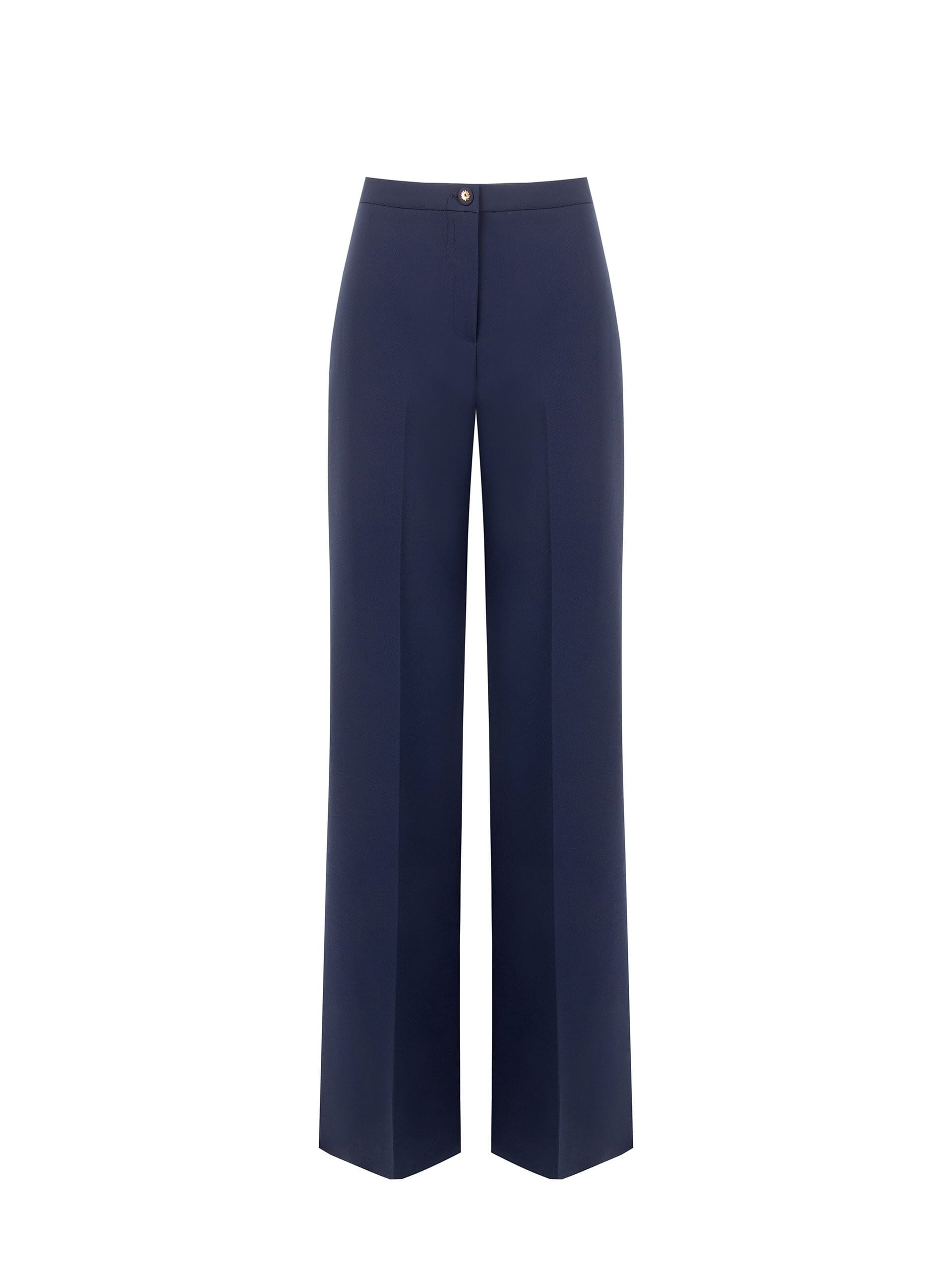 Pantaloni Palazzo In Tessuto Tecnico Con Bottone Logo Rinascimento