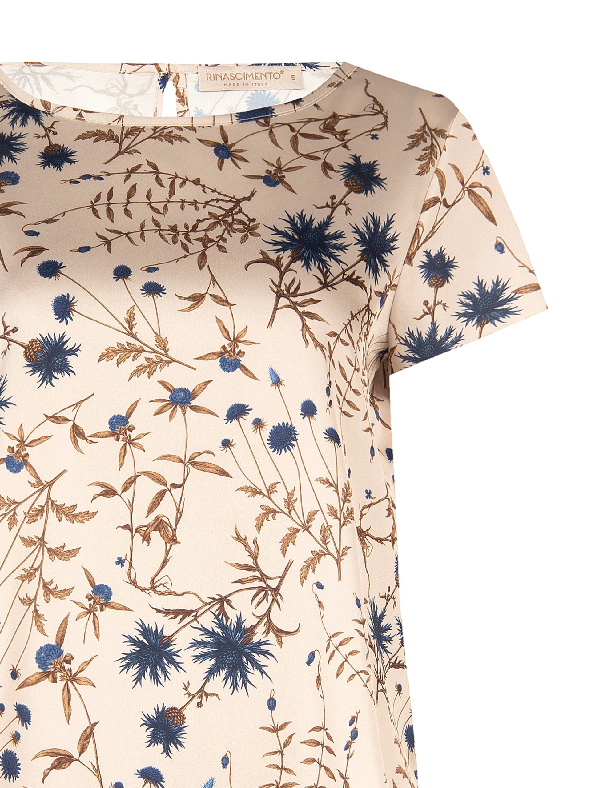 Blouse ample et fluide en satin à fleurs « Rinascimento »