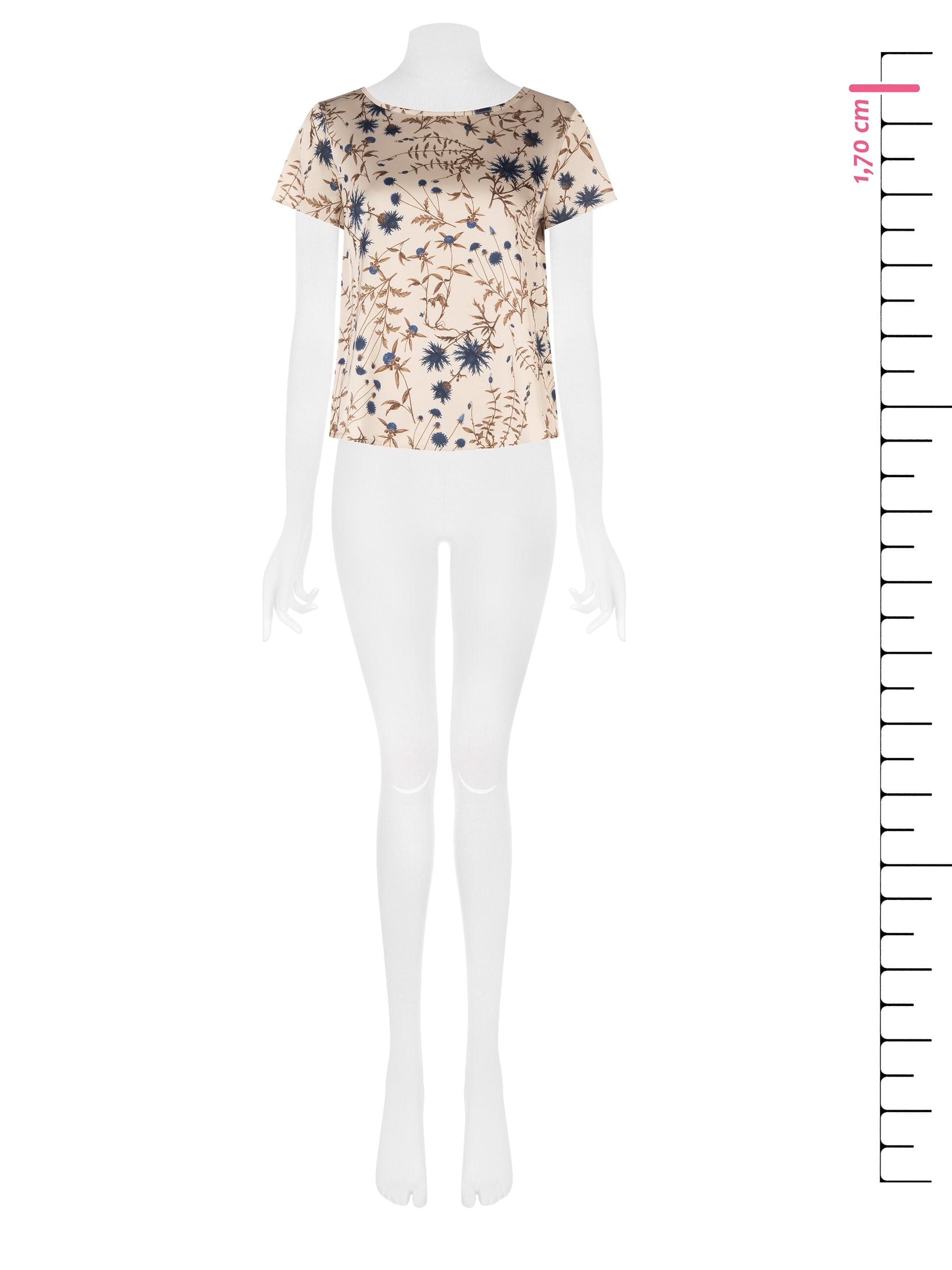 Blouse ample et fluide en satin à fleurs « Rinascimento »