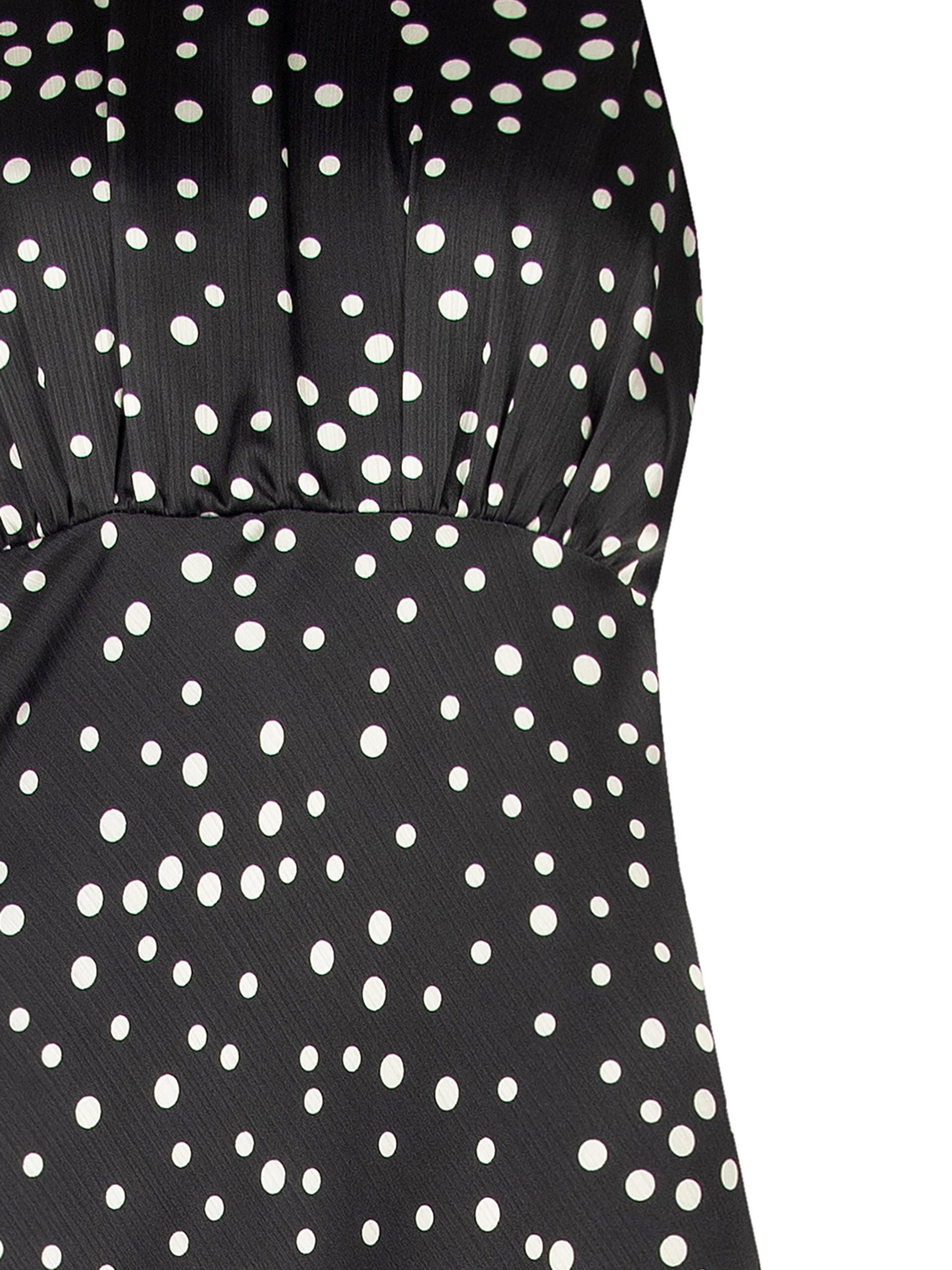 Abito Lungo In Raso A Pois Leggermente Increspato Con Fiocco E Cut-Out Dietro Rinascimento