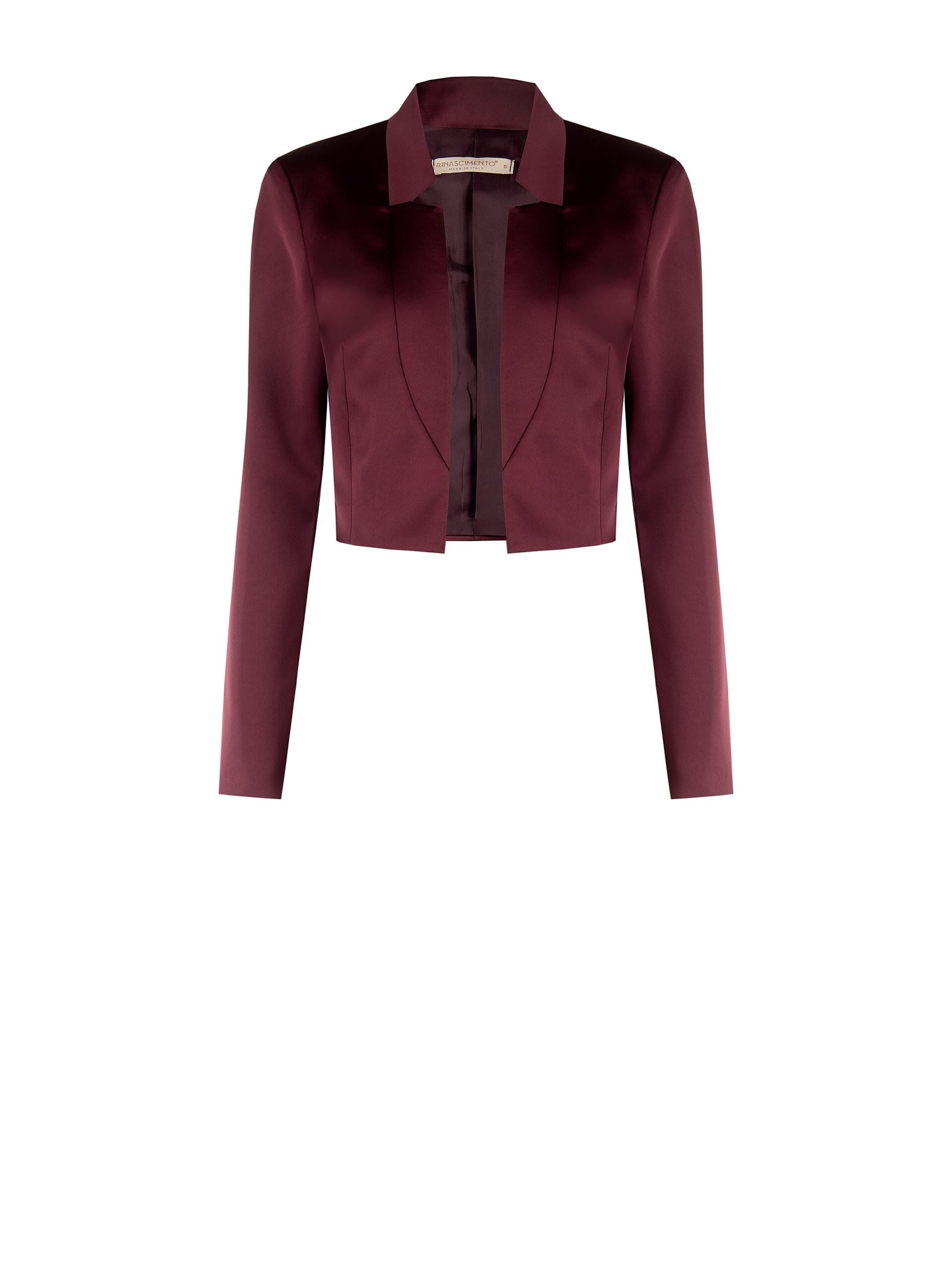 Rinascimento Open-Front Cropped Satin Spencer Jacket Without Lapels