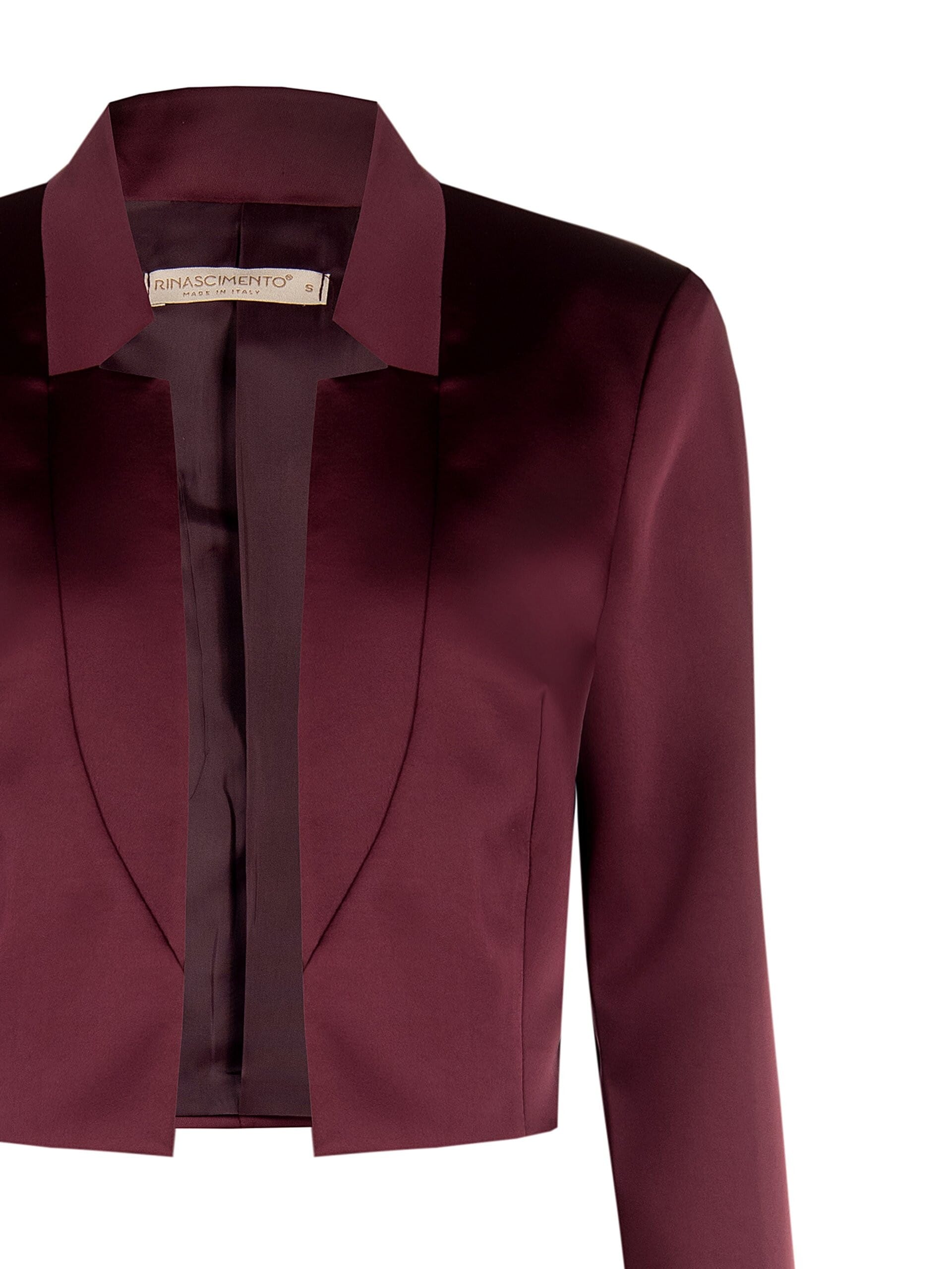 Rinascimento Open-Front Cropped Satin Spencer Jacket Without Lapels