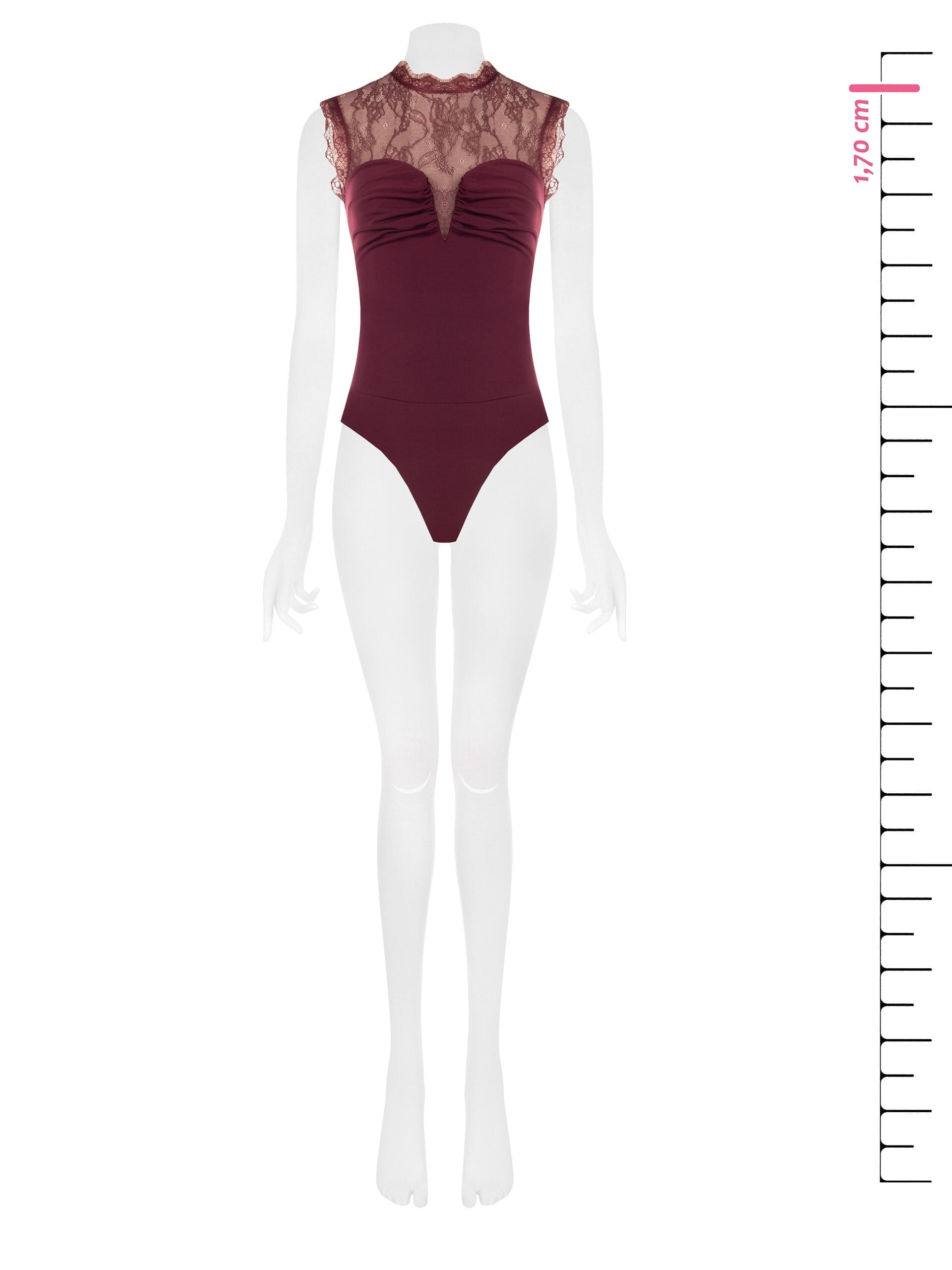 Body Aderente In Maglina Con Inserto In Pizzo Chantilly Rinascimento