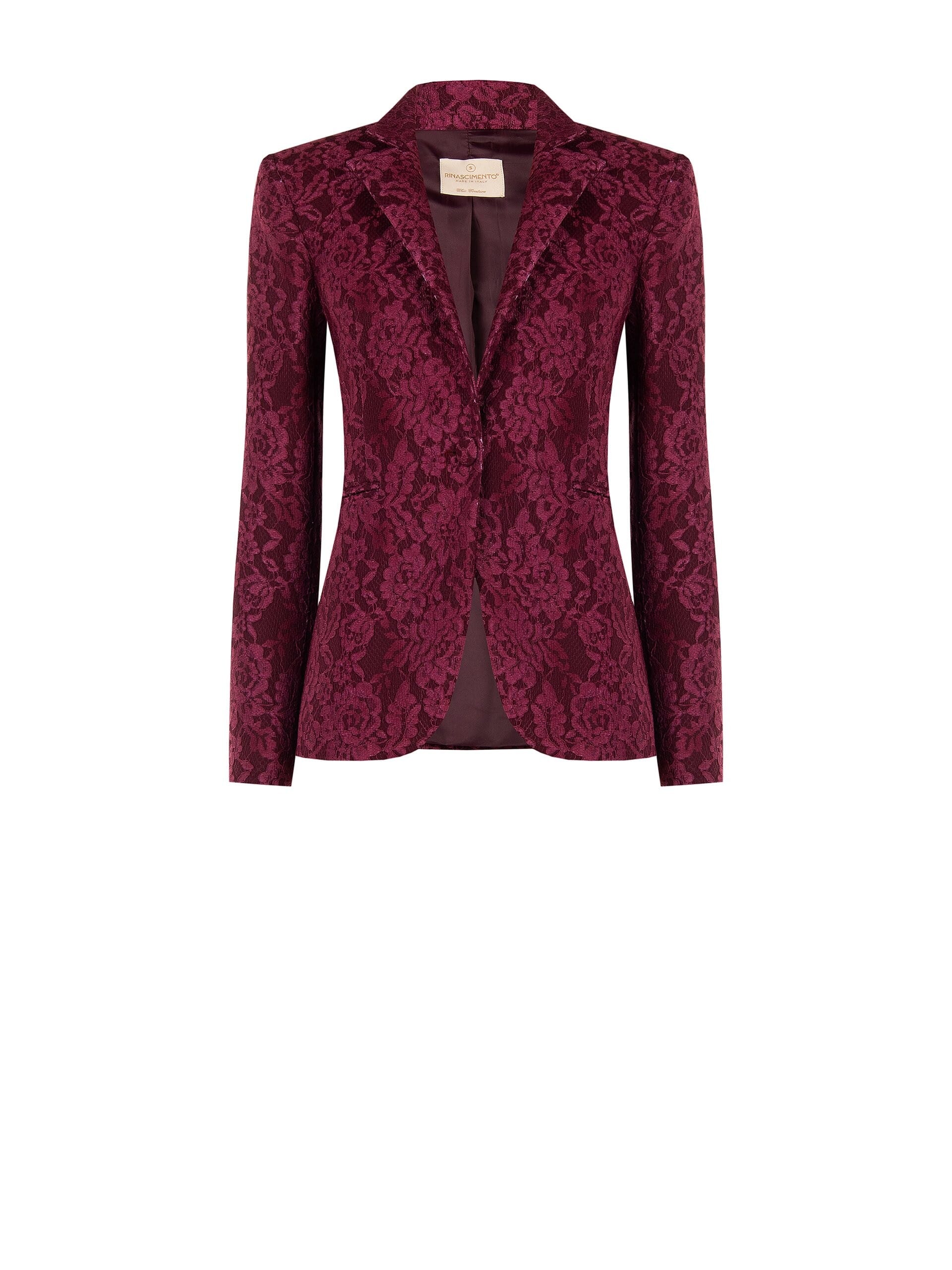 Fitted Blazer Jacket in Technical Fabric Covered with ‘Rinascimento’ Lace