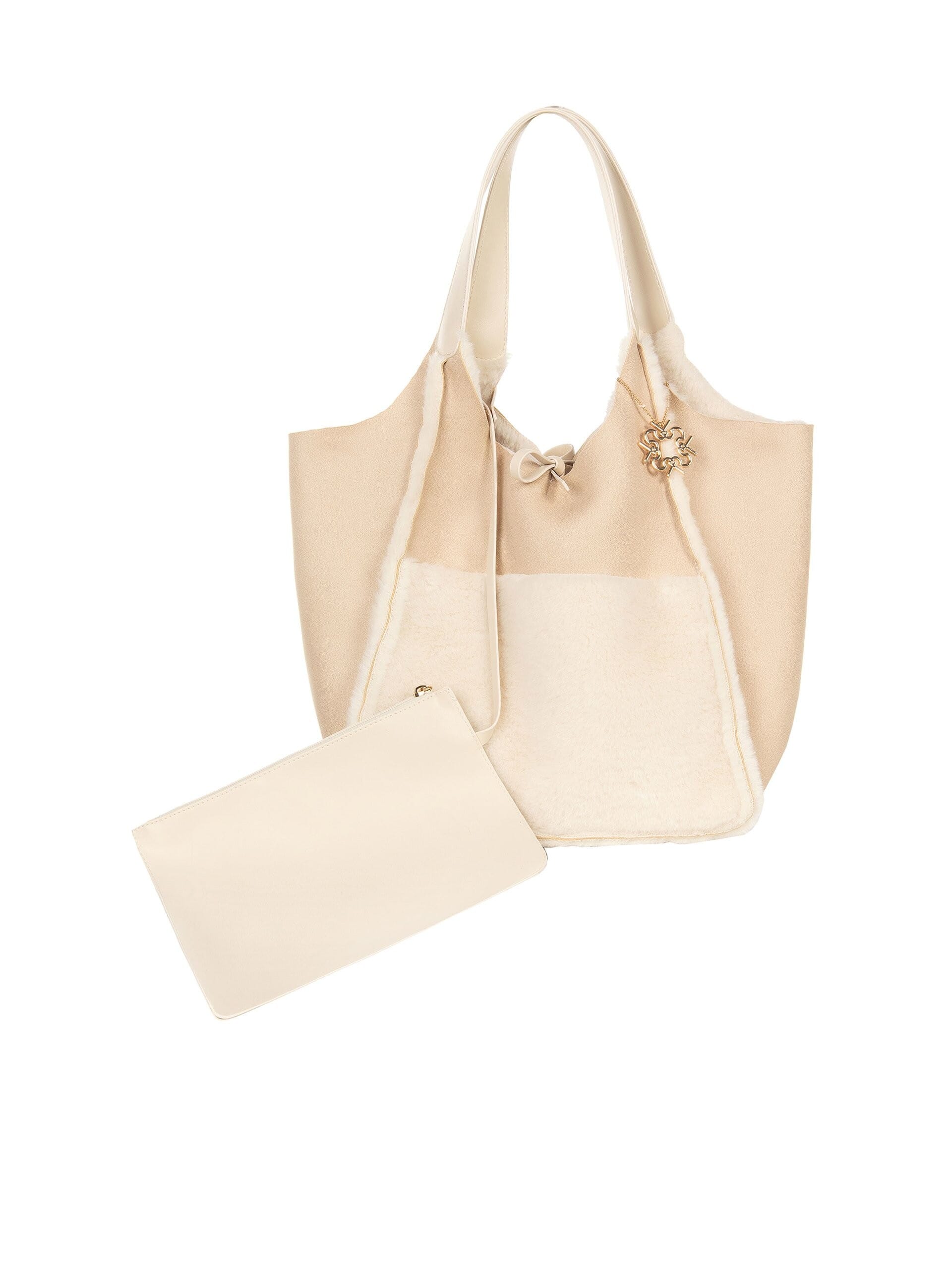 Maxi Borsa Shopper In Simil-Montone Con Pochette Interna Rinascimento