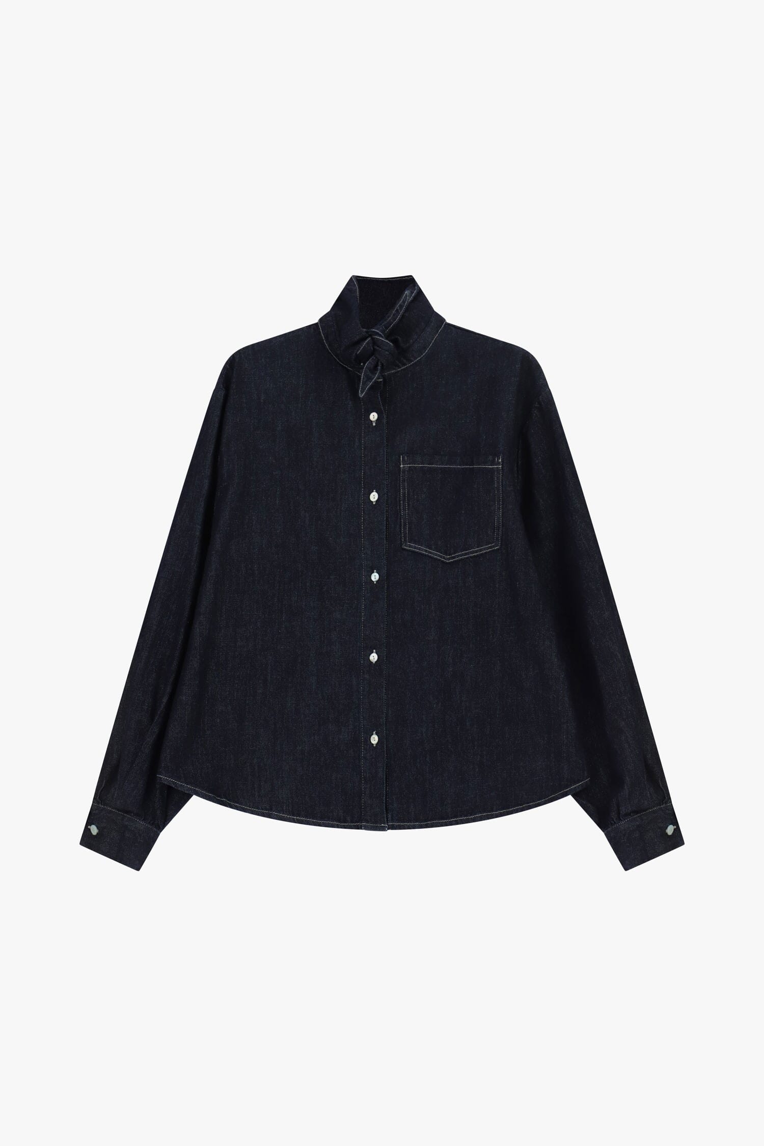 Camicia In Denim Con Taschino E Nodo Al Collo Dixie