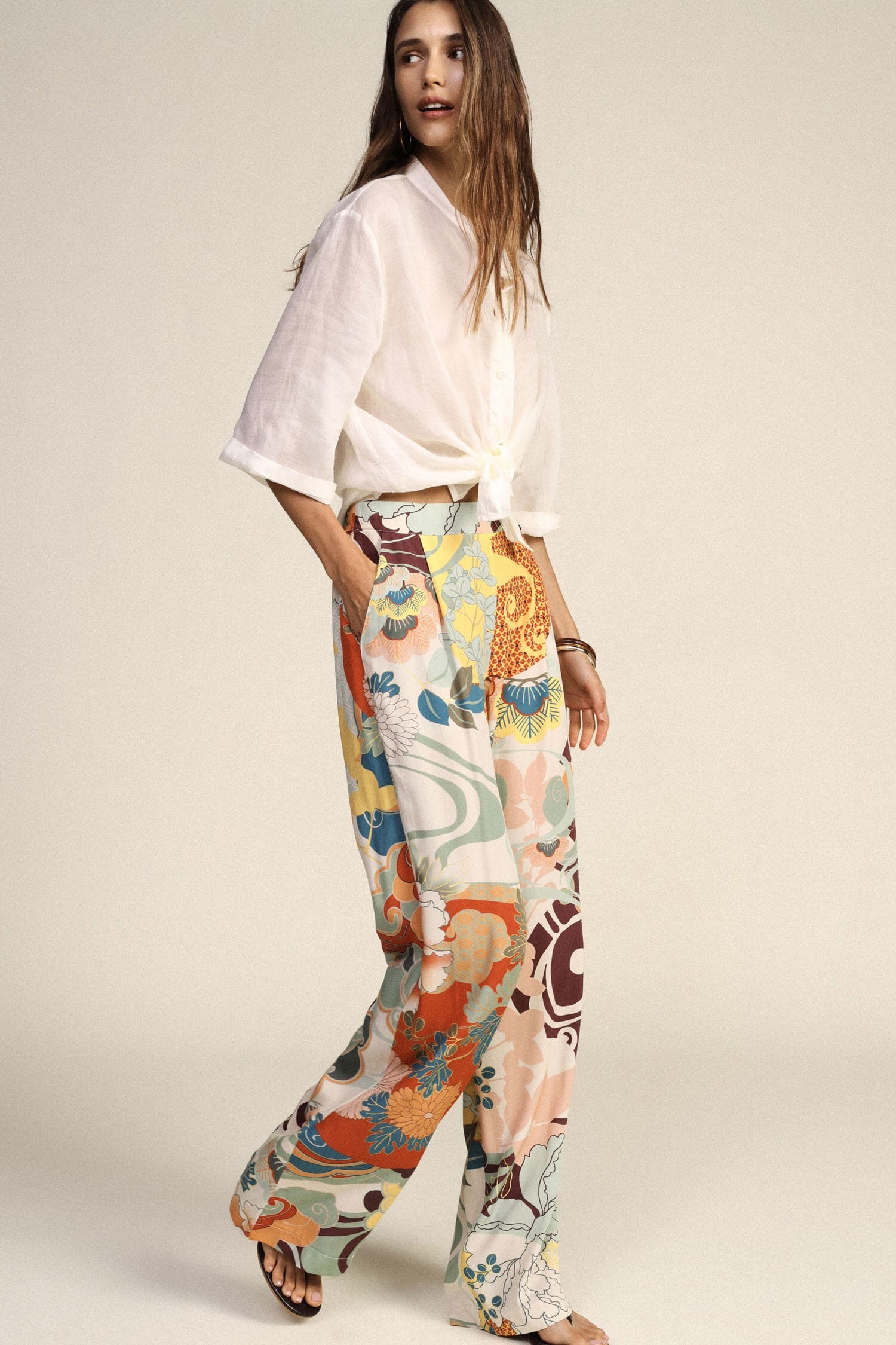Dixie Wide-Leg Floral Print Palazzo Trousers