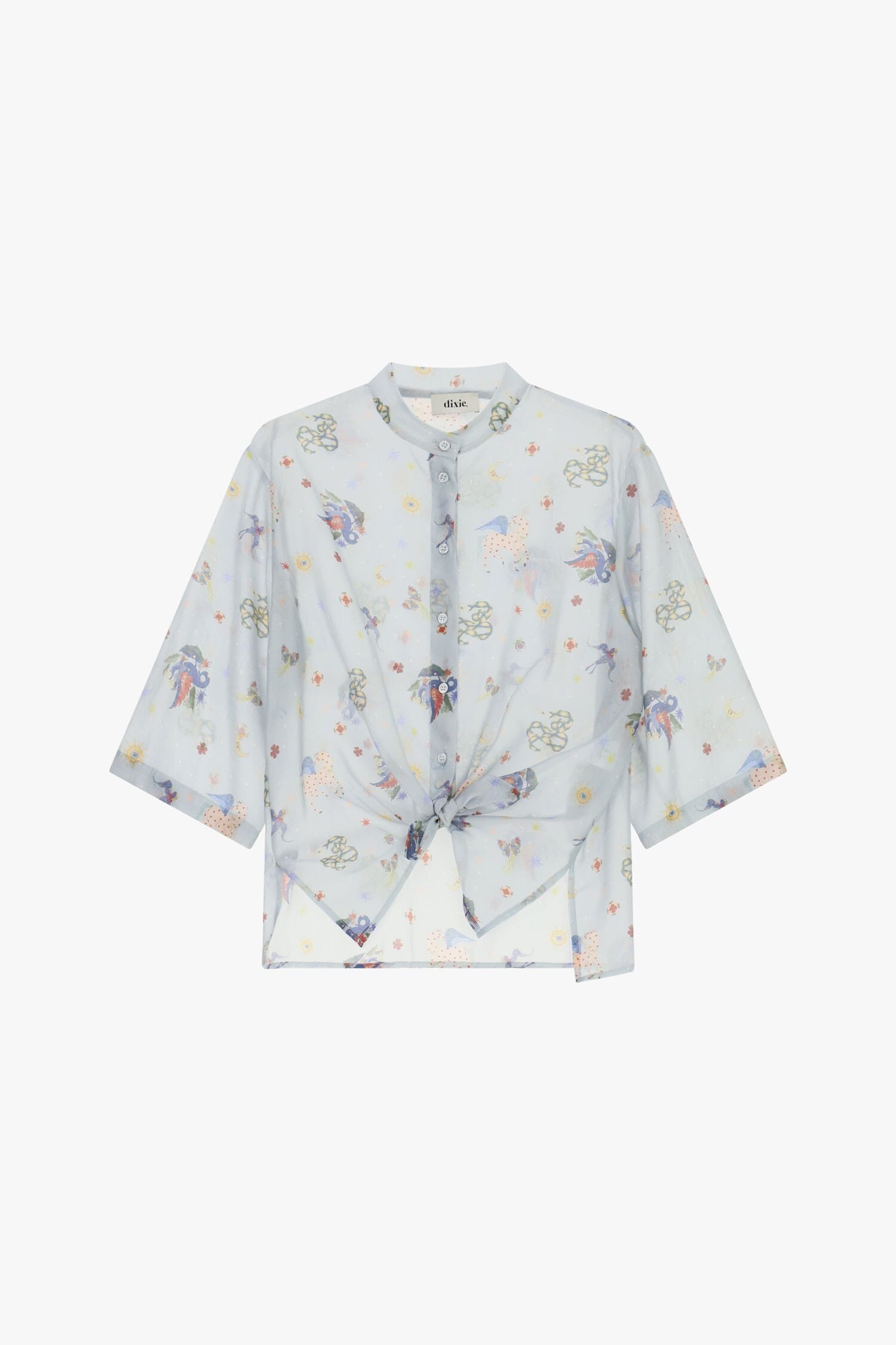 Dixie Patterned Shirt with Knot and Wide Sleeves