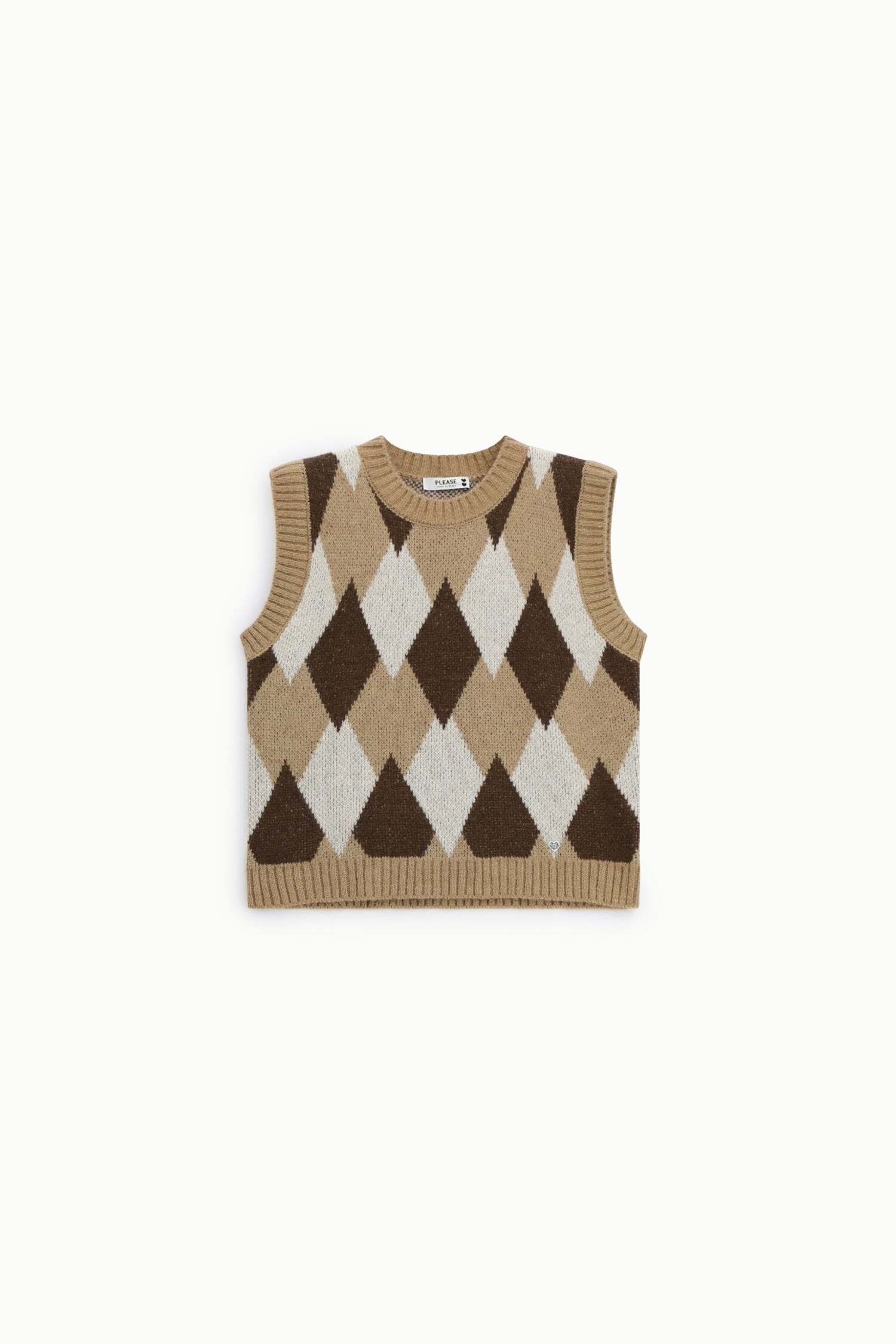 Maglione Smanicato Girocollo Motivo Rombi Please