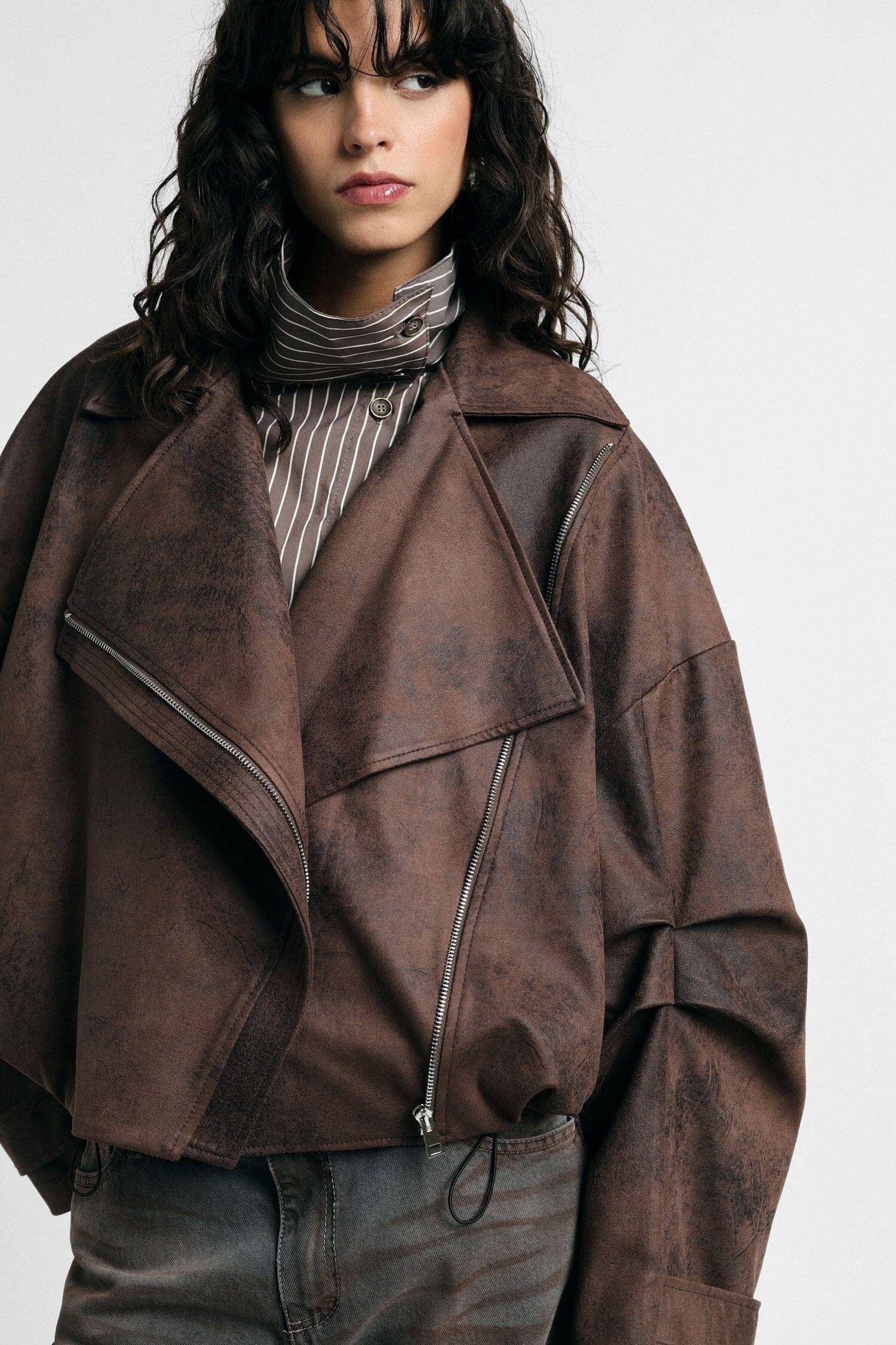 Giacca In Stile Biker Con Zip E Coulisse Please