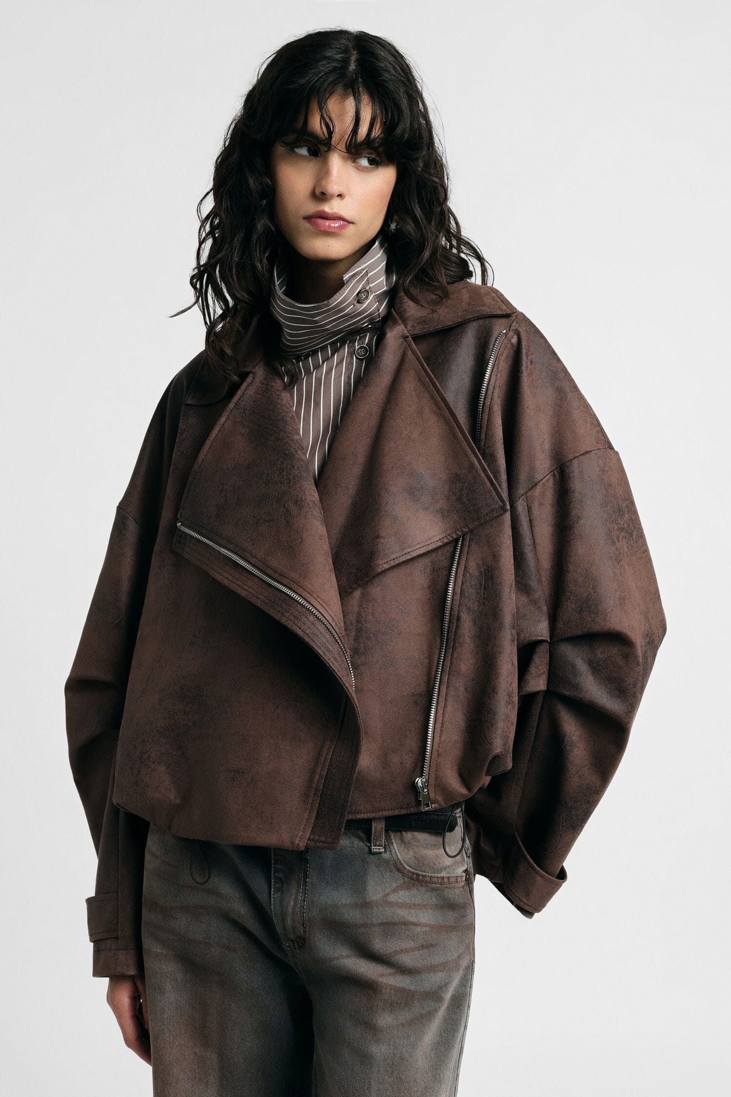 Giacca In Stile Biker Con Zip E Coulisse Please