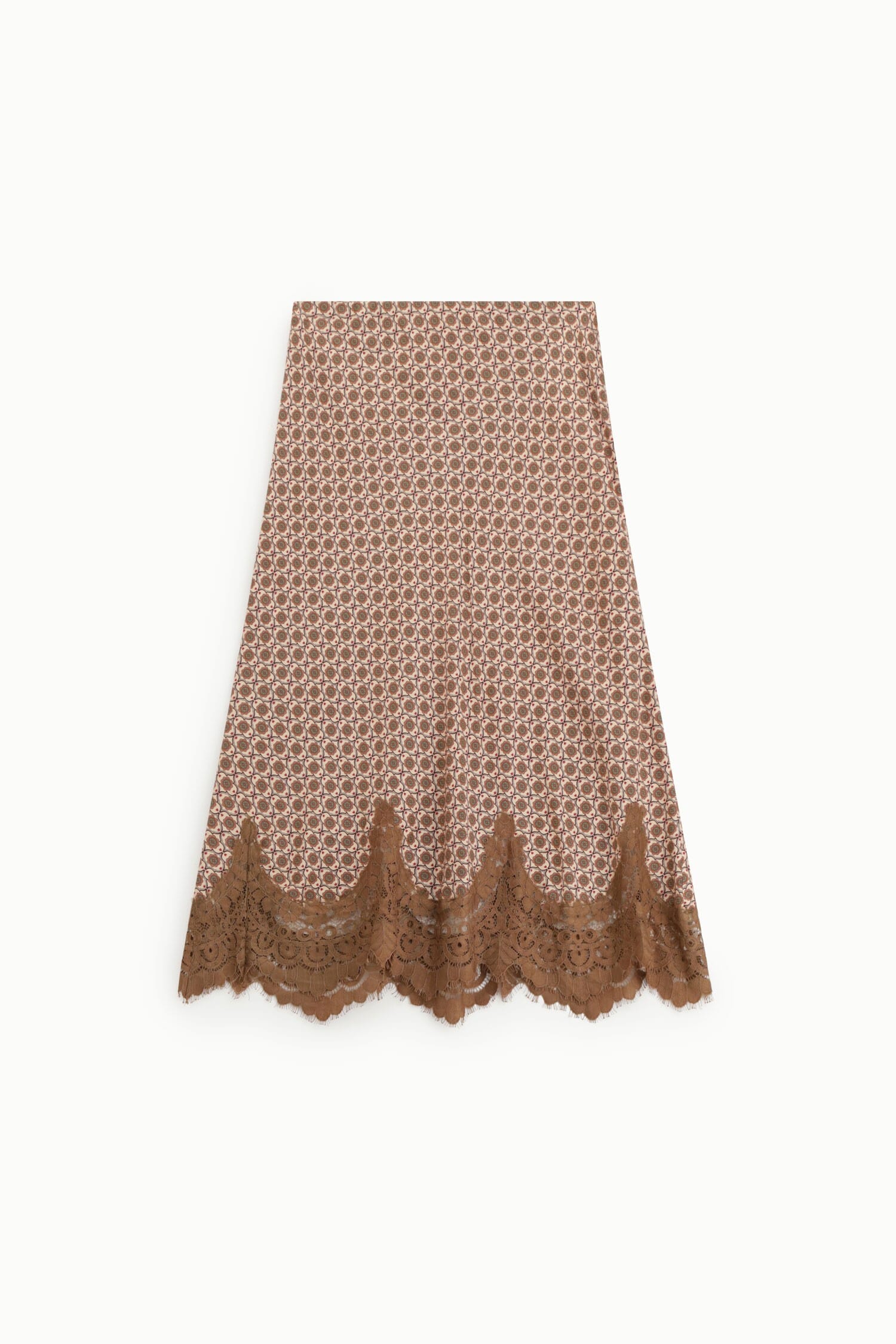Jupe midi imprimée avec bordure en dentelle ajourée Dixie