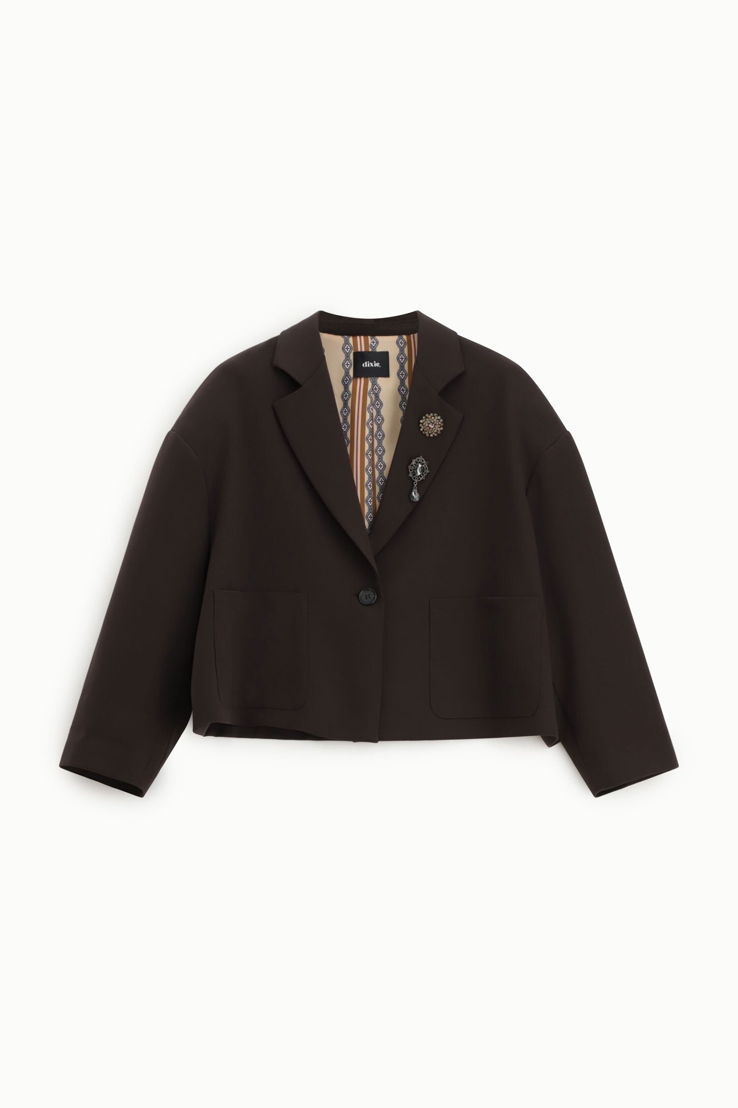 Dixie Short Blazer with Decorative Buttons and Front Pockets