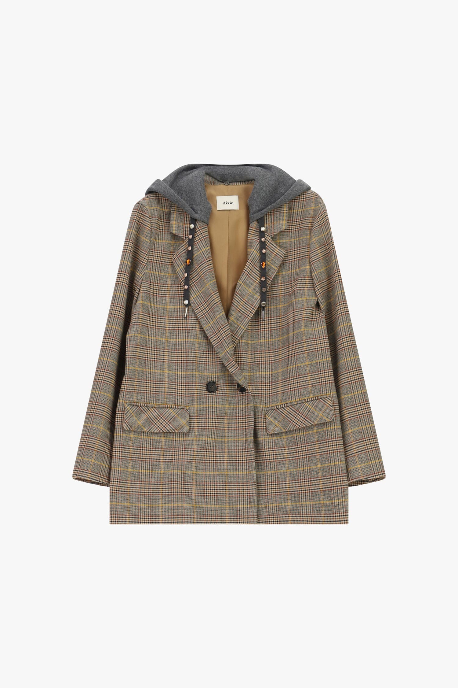 Blazer Doppiopetto Con Cappuccio E Fantasia Check Dixie