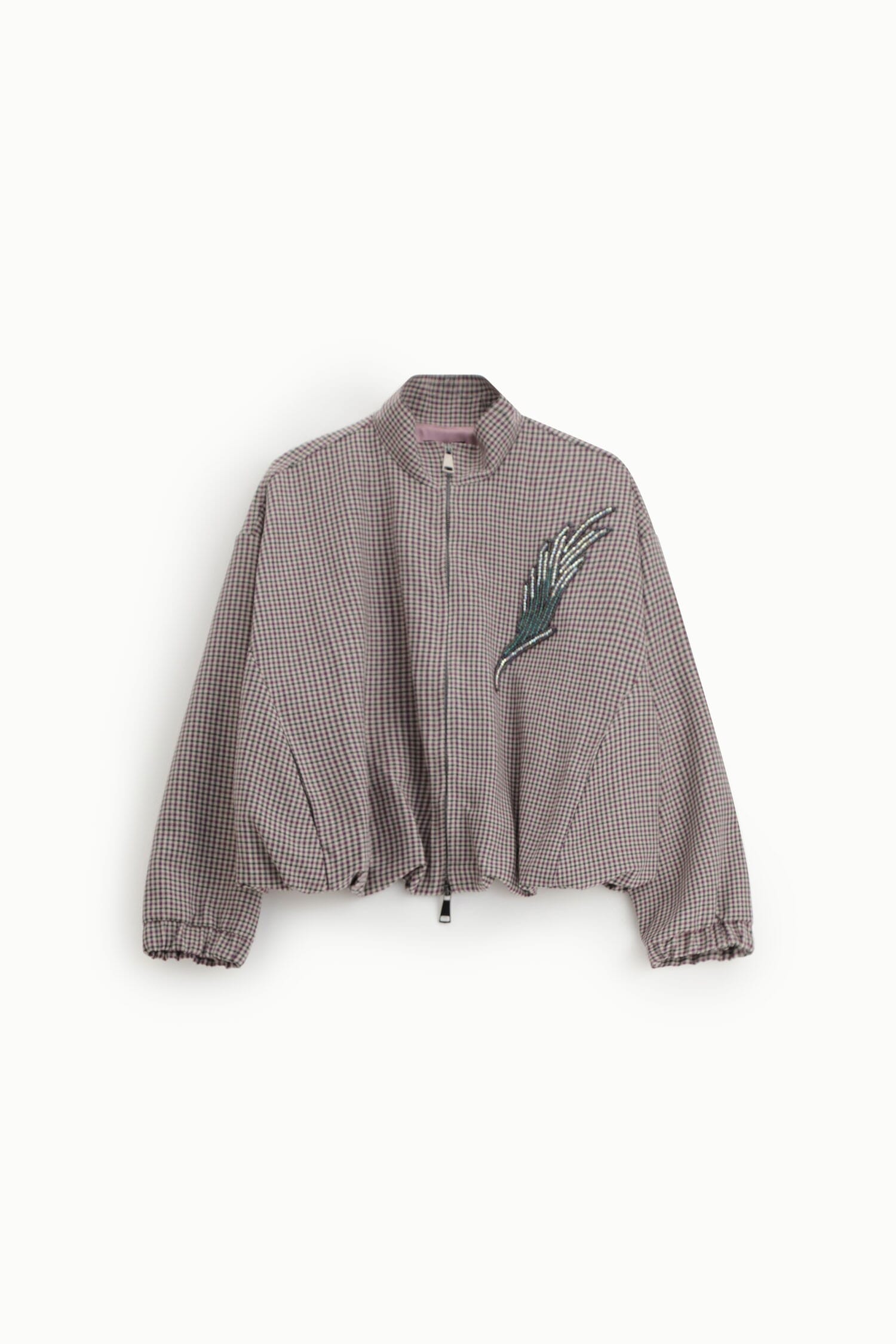 Dixie Checked Bomber Jacket with Embroidered Front Detail