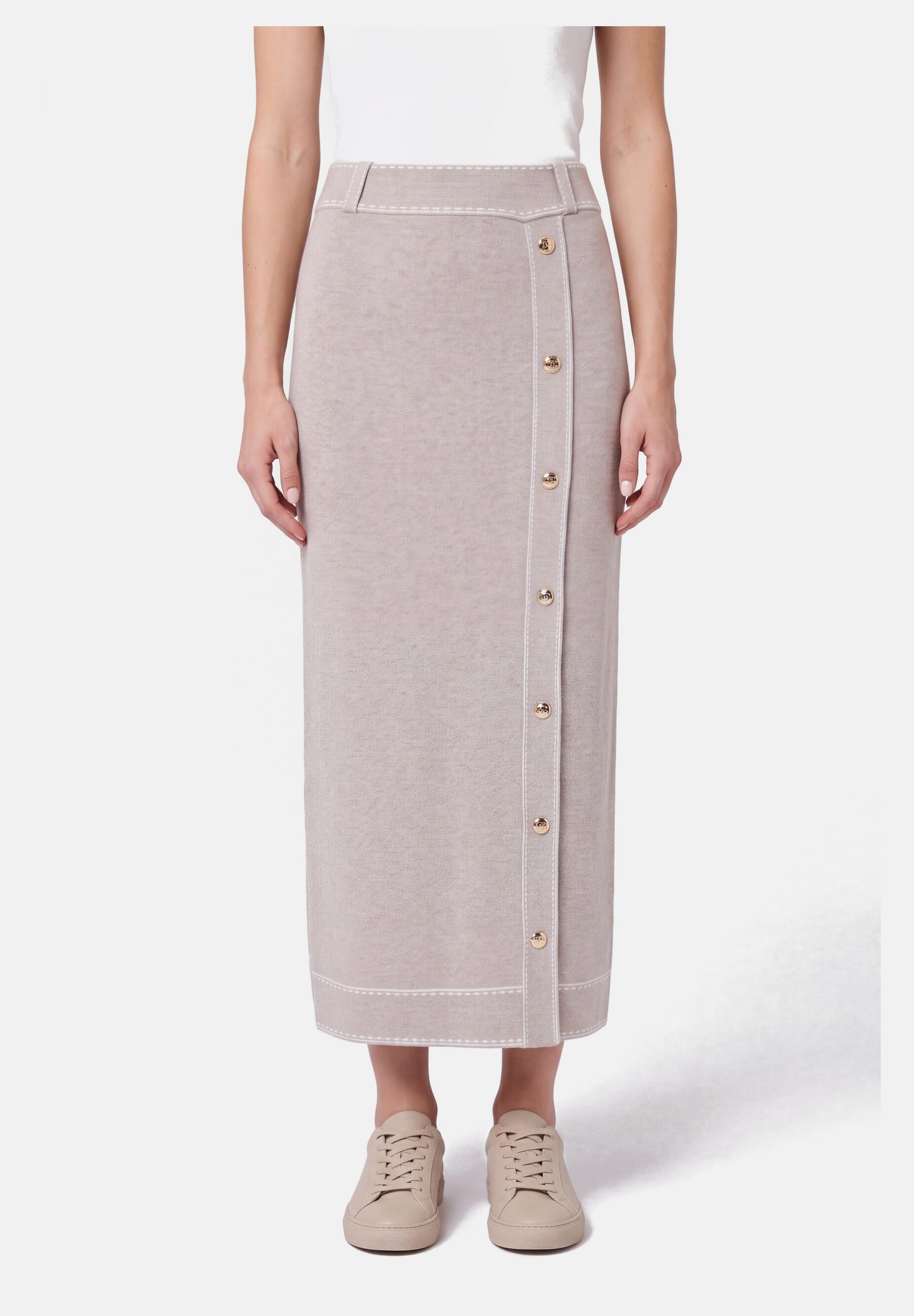 Jupe midi en mélange de soie Liu Jo