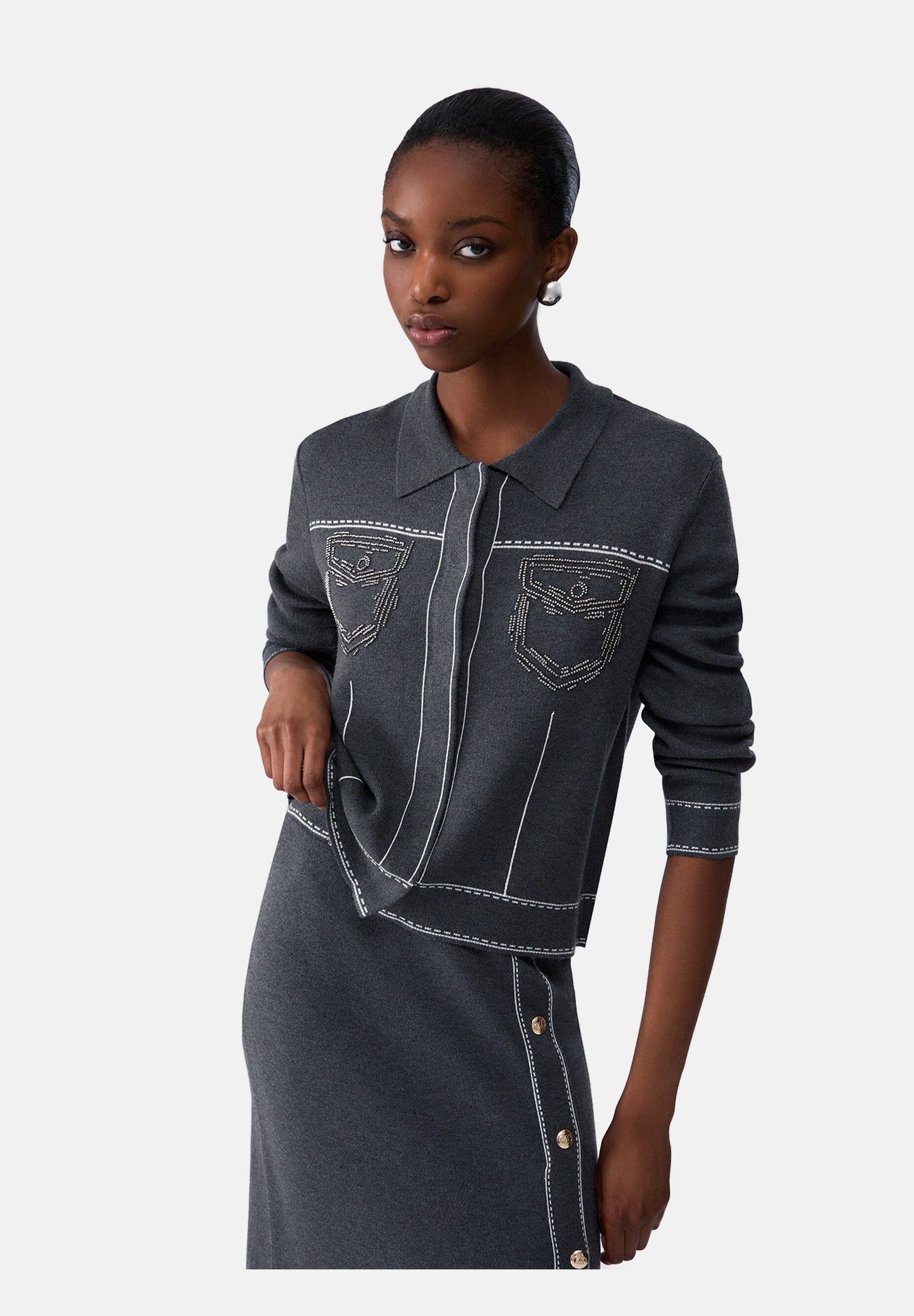 Giacca In Maglia Con Perline Liu Jo