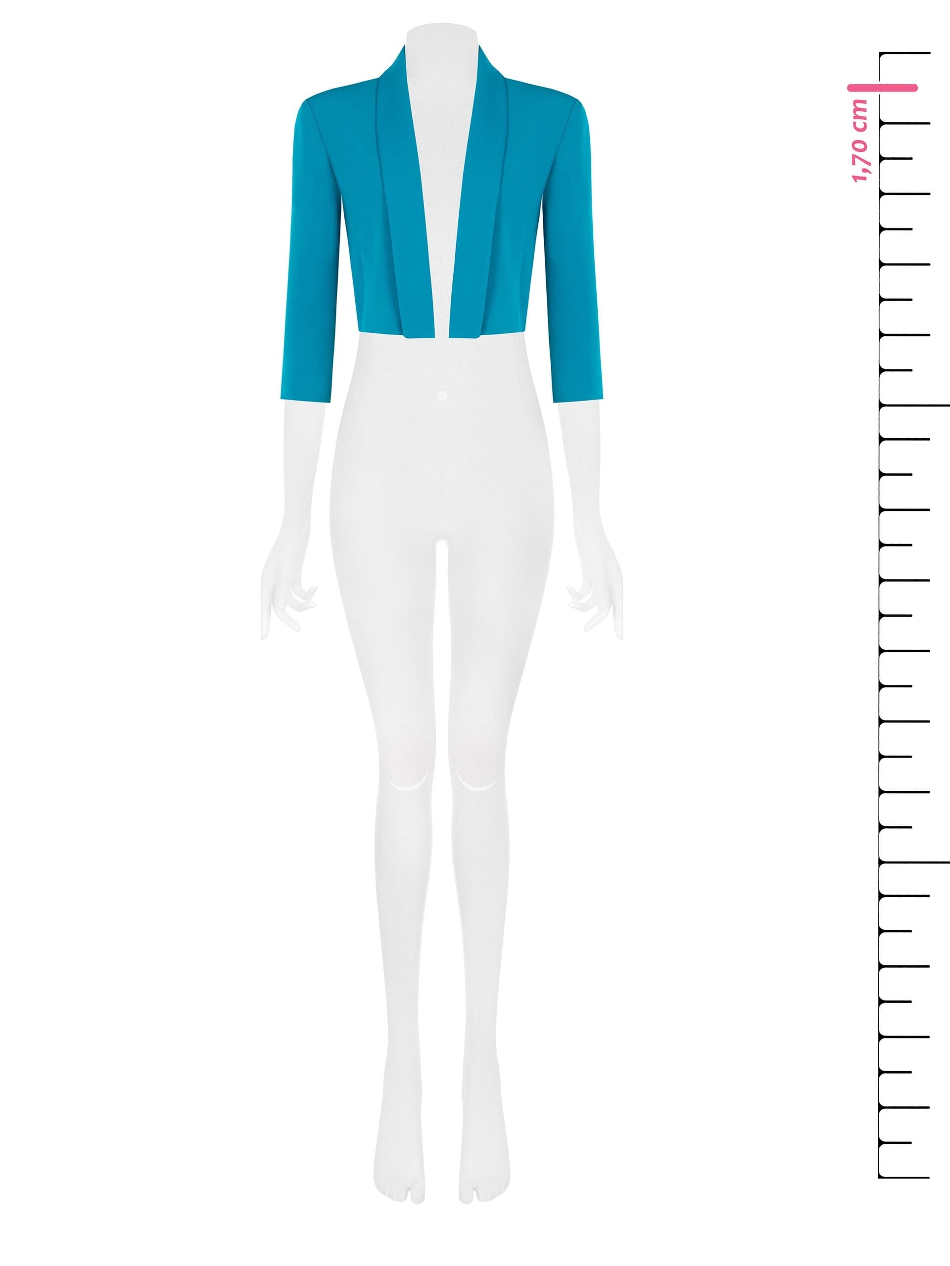 Crop-Length Open-Front Blazer Jacket in Rinascimento Technical Fabric