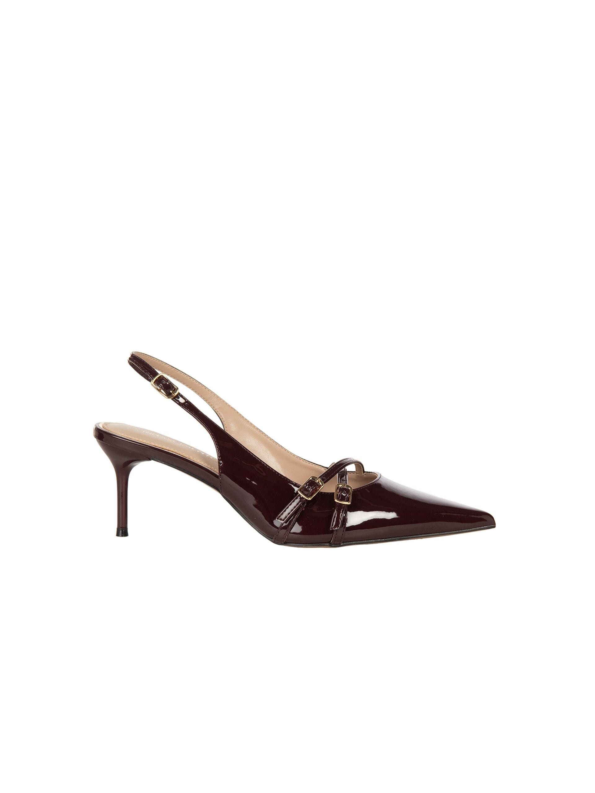 Slingback A Punta In Vernice Lucida Con Cinturini Incrociati Rinascimento